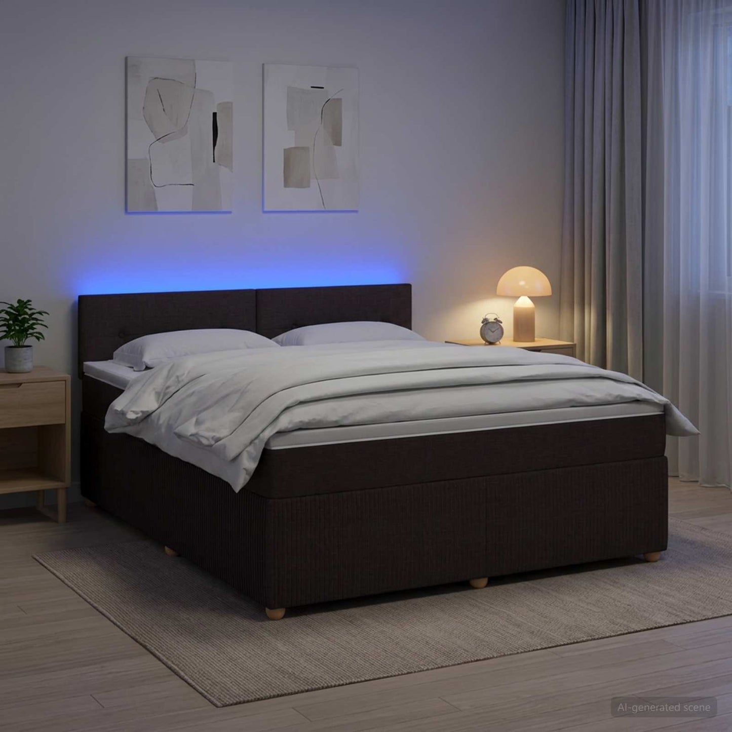Boxspring ágy matraccal Sötét Barna 140 x 190 cm Szövet
