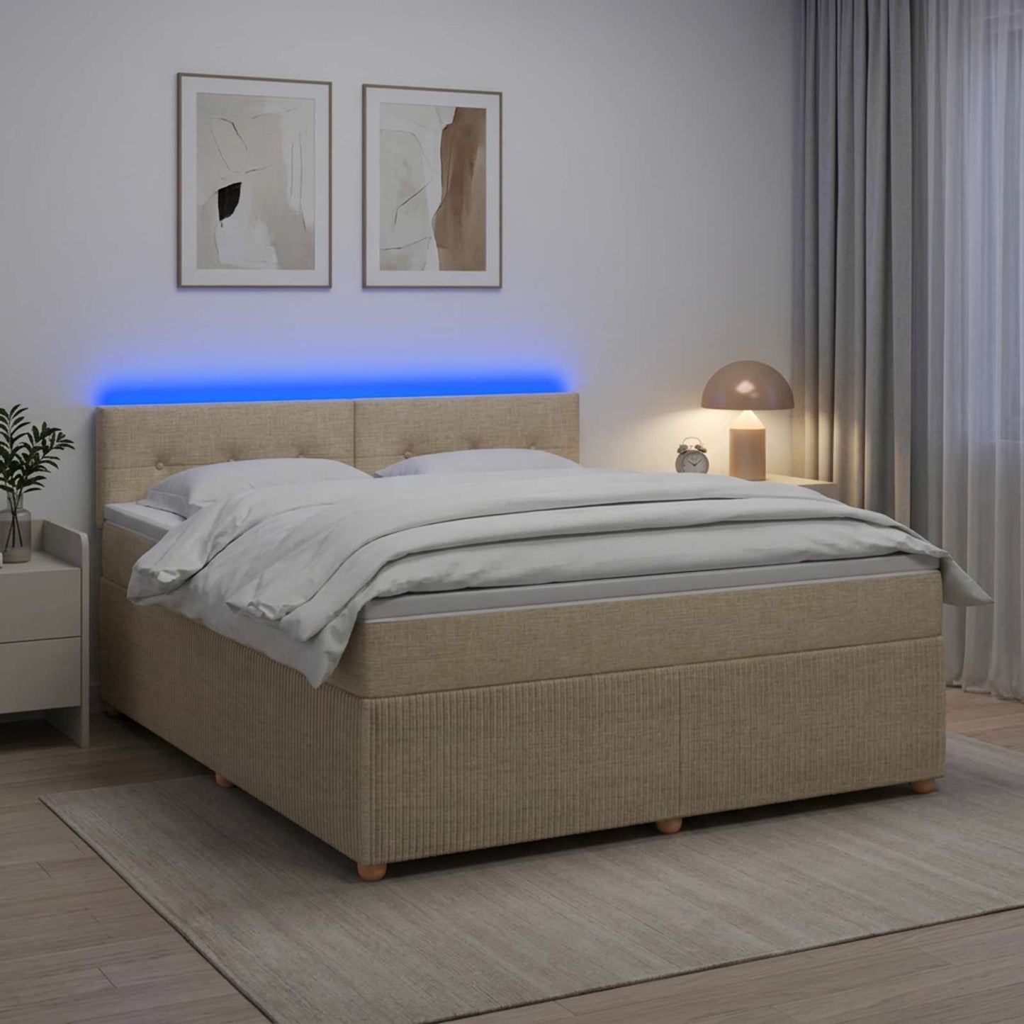 Boxspring ágy matraccal Krémszínű 140 x 190 cm Szövet