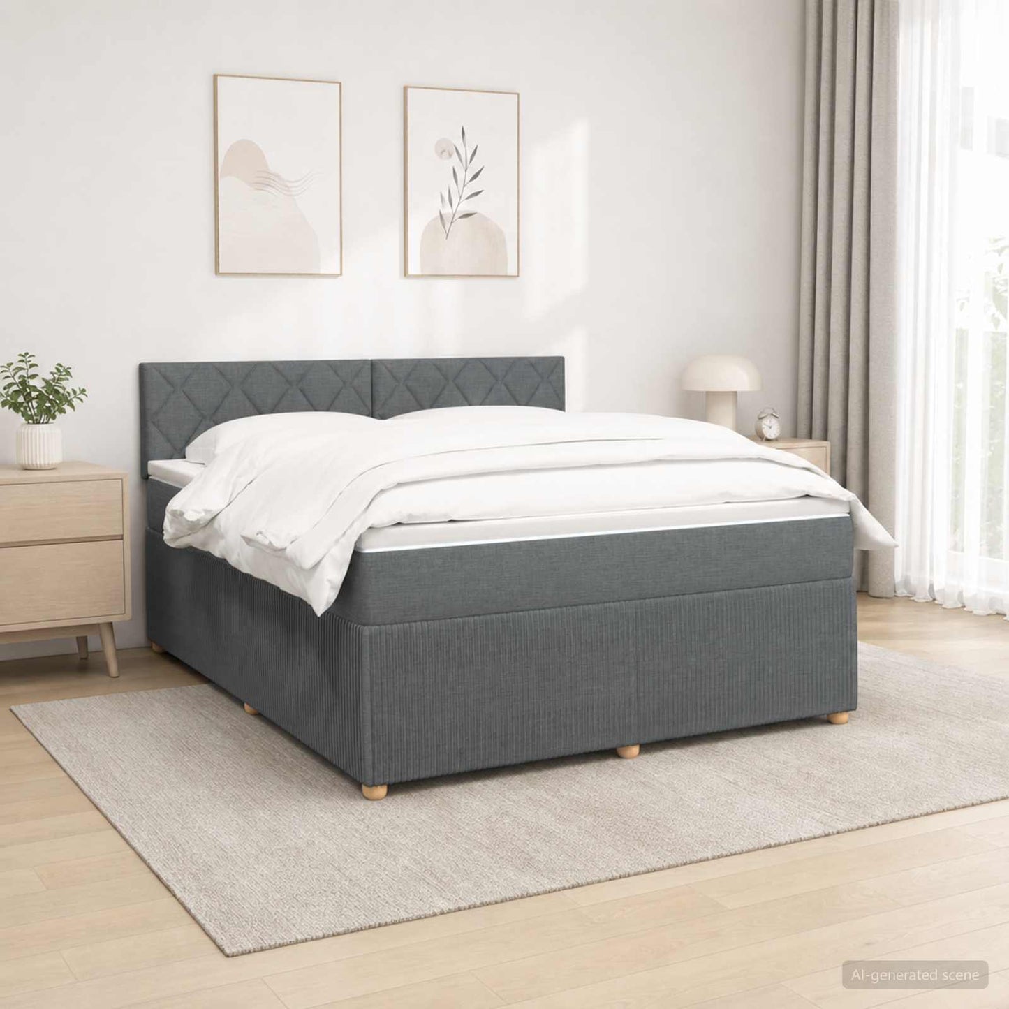 Boxspring ágy matraccal Sötétszürke 160 x 200 cm Szövet