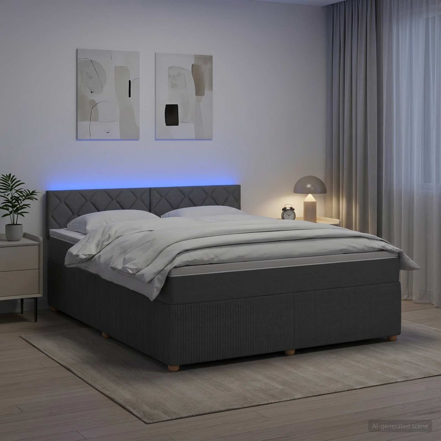 Boxspring ágy matraccal Sötétszürke 160 x 200 cm Szövet