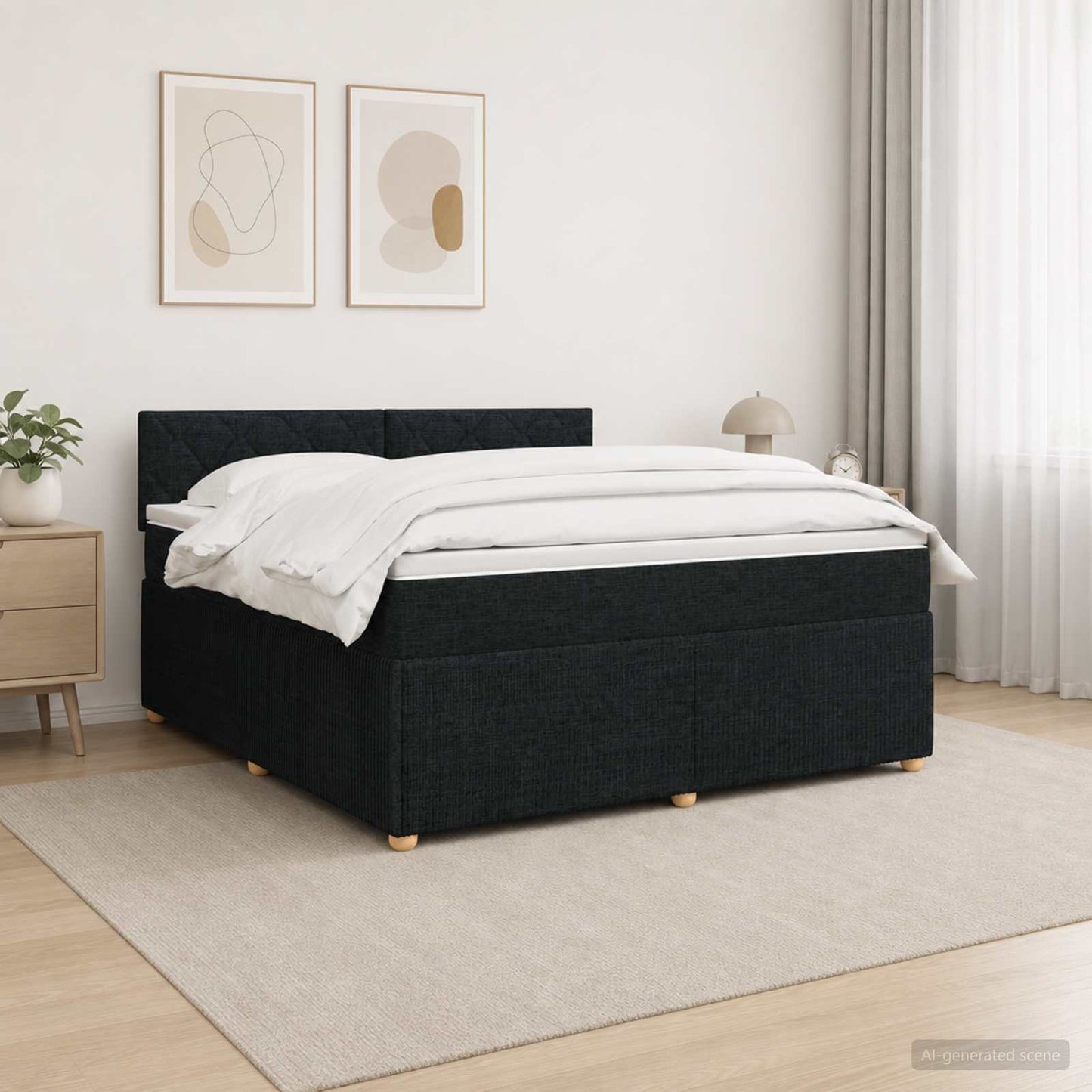 Boxspring ágy matraccal fejtámlával Fekete 180 x 200 cm Szövet