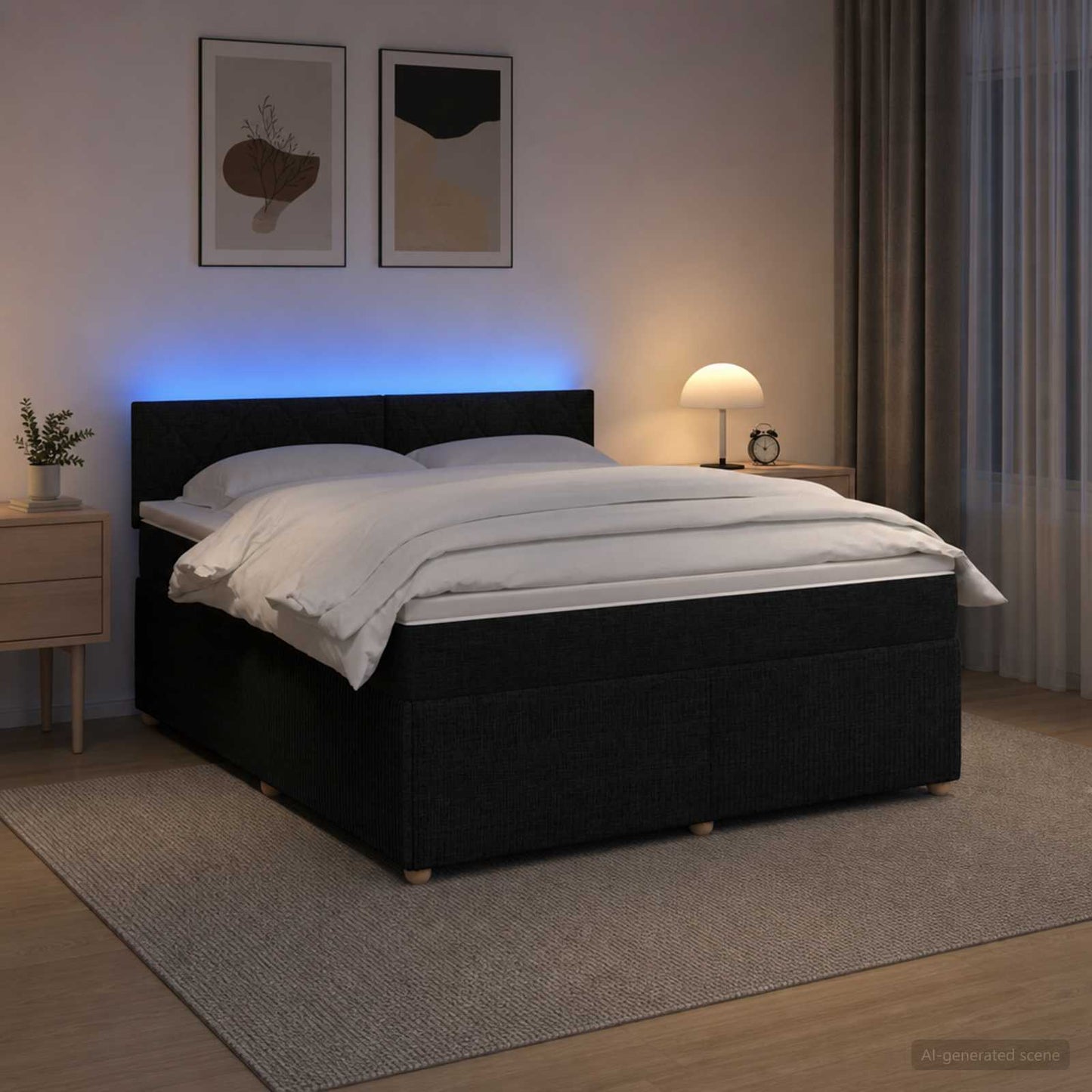 Boxspring ágy matraccal fejtámlával Fekete 180 x 200 cm Szövet