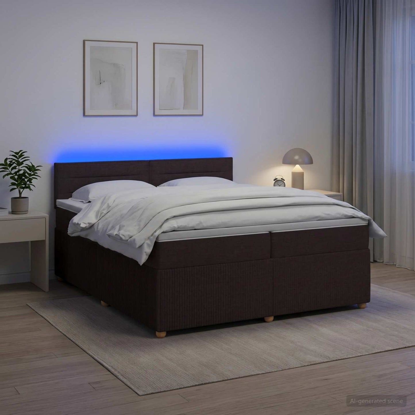 Boxspring ágy matraccal Sötét Barna 200 x 200 cm Szövet