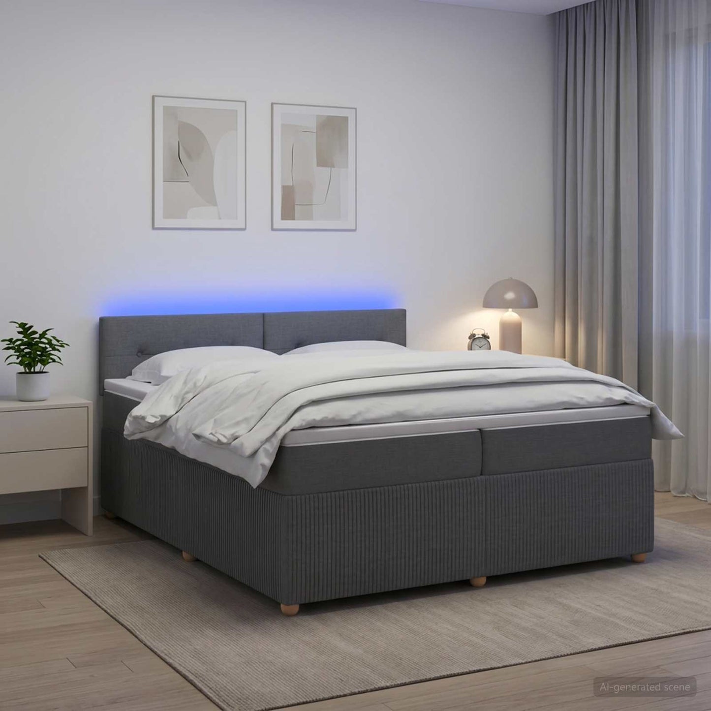 Boxspring ágy matraccal Sötétszürke 200 x 200 cm Szövet
