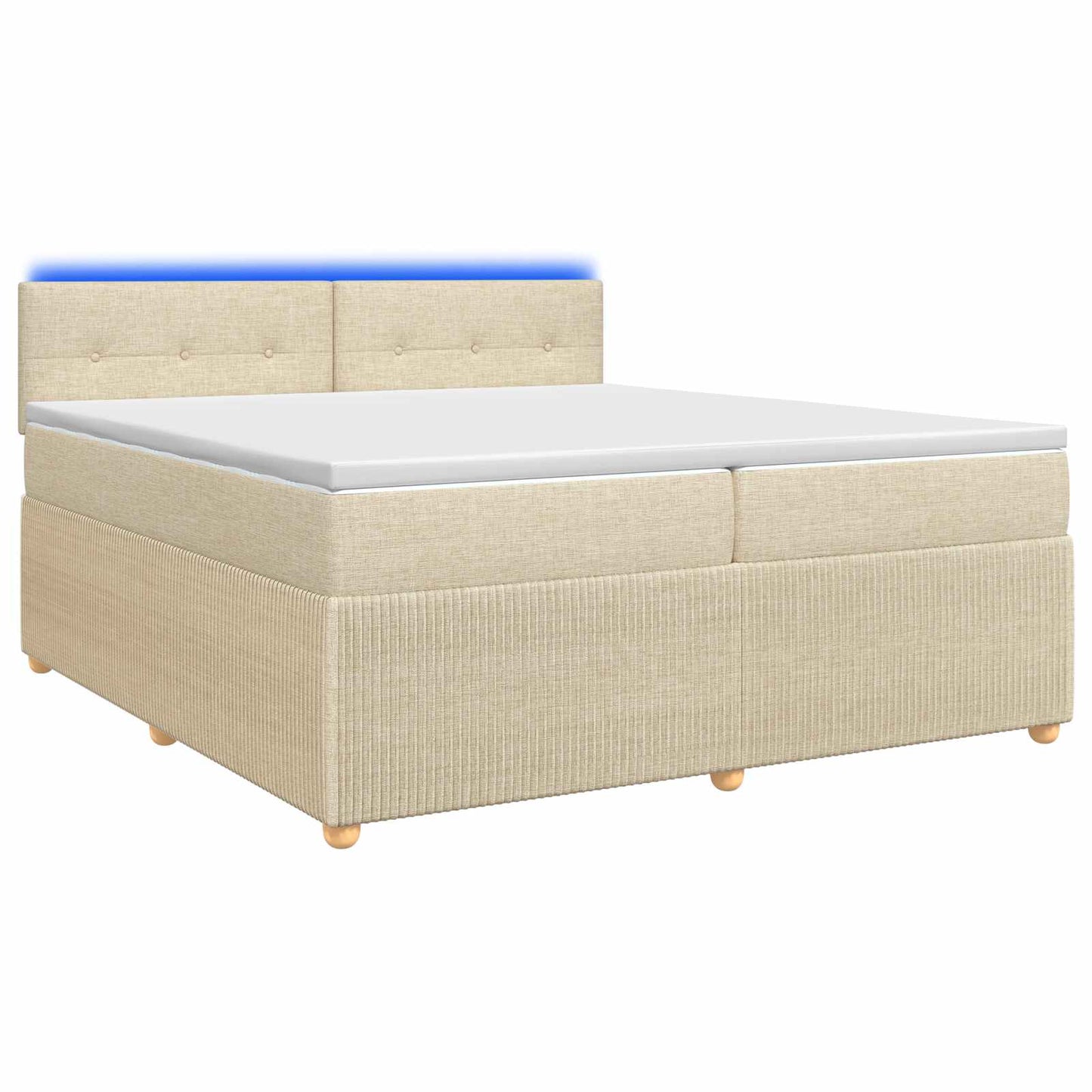 Boxspring ágy matraccal Krémszínű 200 x 200 cm Szövet