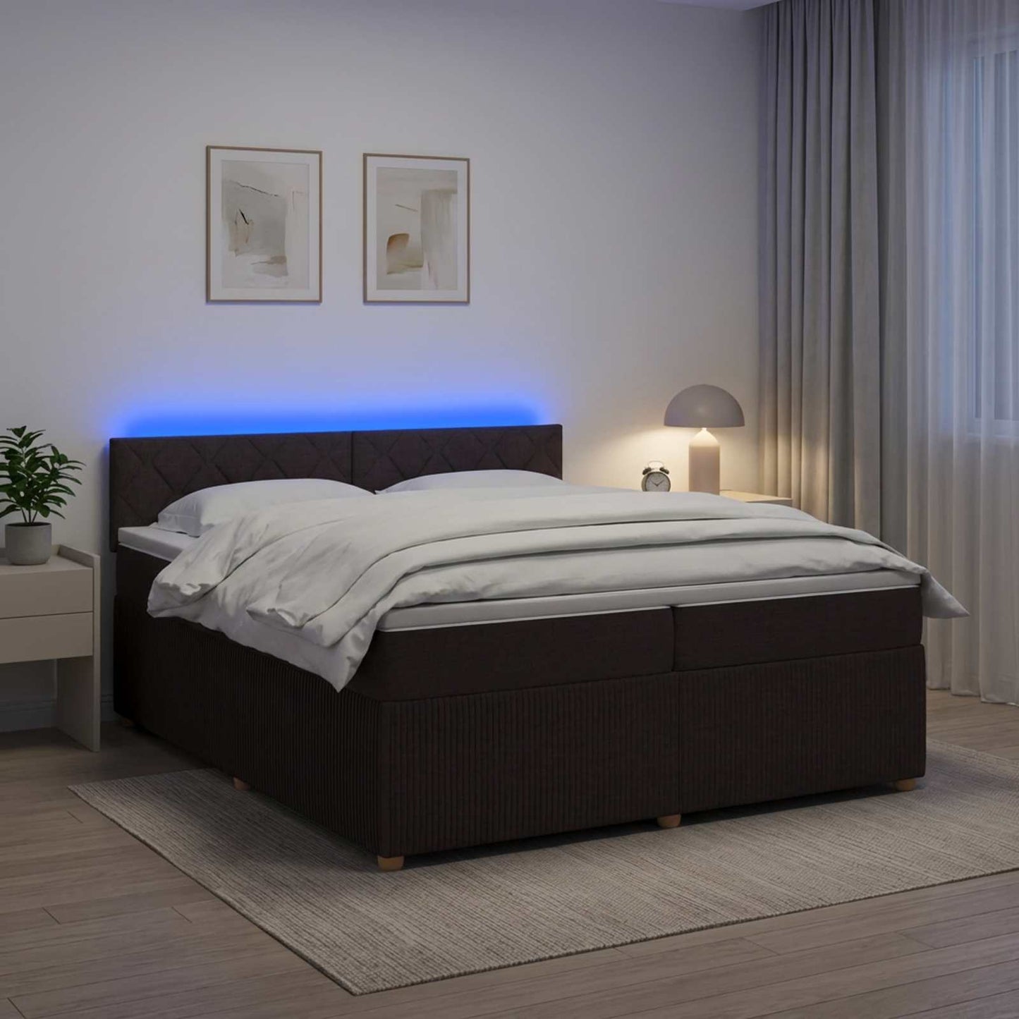 Boxspring ágy matraccal Sötét Barna 200 x 200 cm Szövet