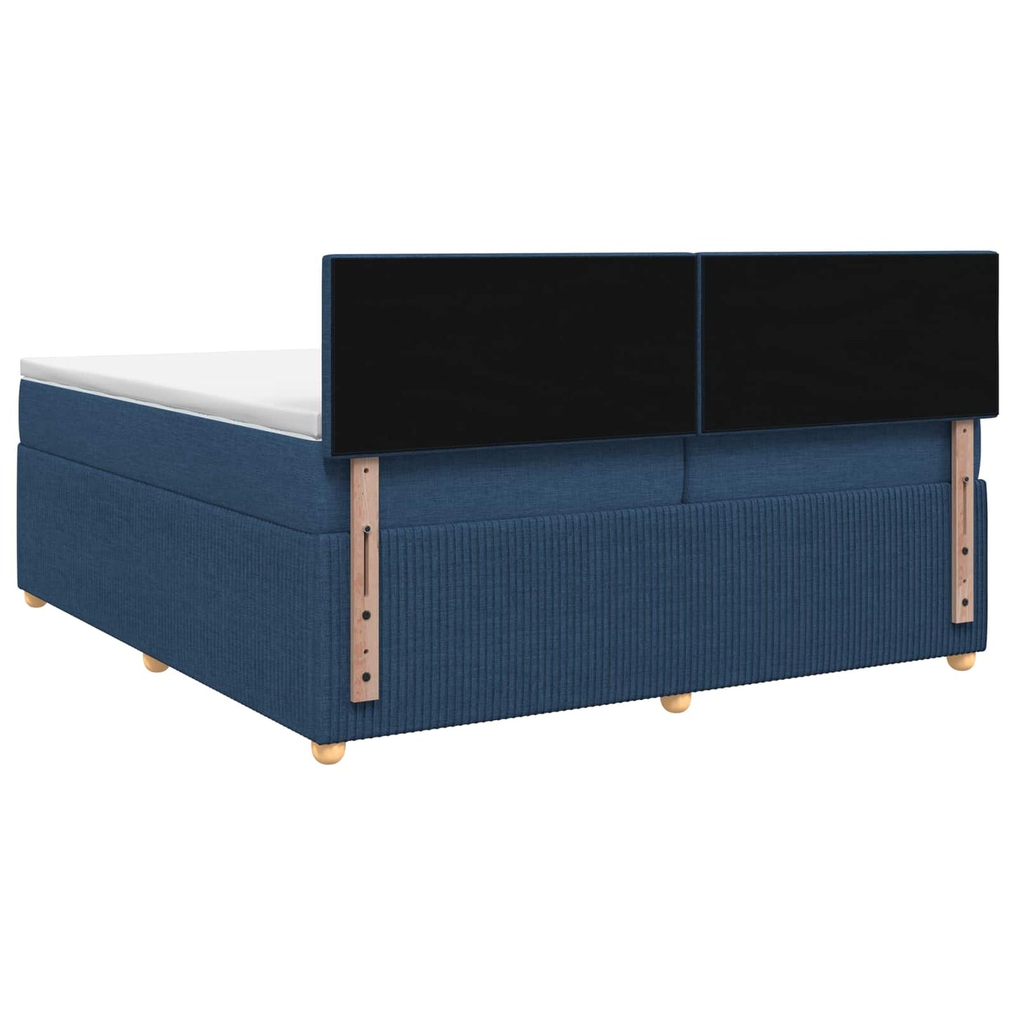Boxspring ágy matraccal LED szalagokkal Kék 200 x 200 cm Szövet