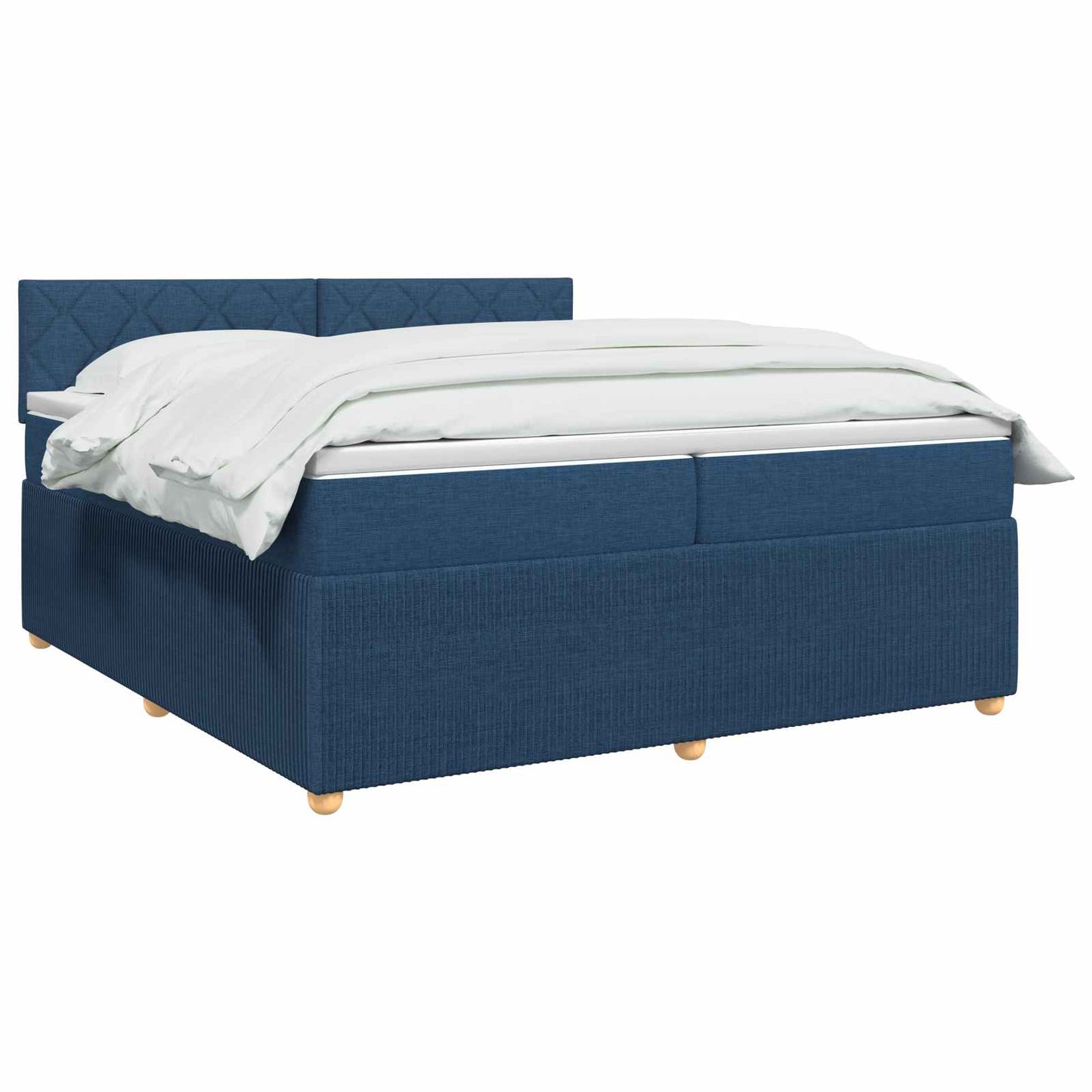 Boxspring ágy matraccal LED szalagokkal Kék 200 x 200 cm Szövet