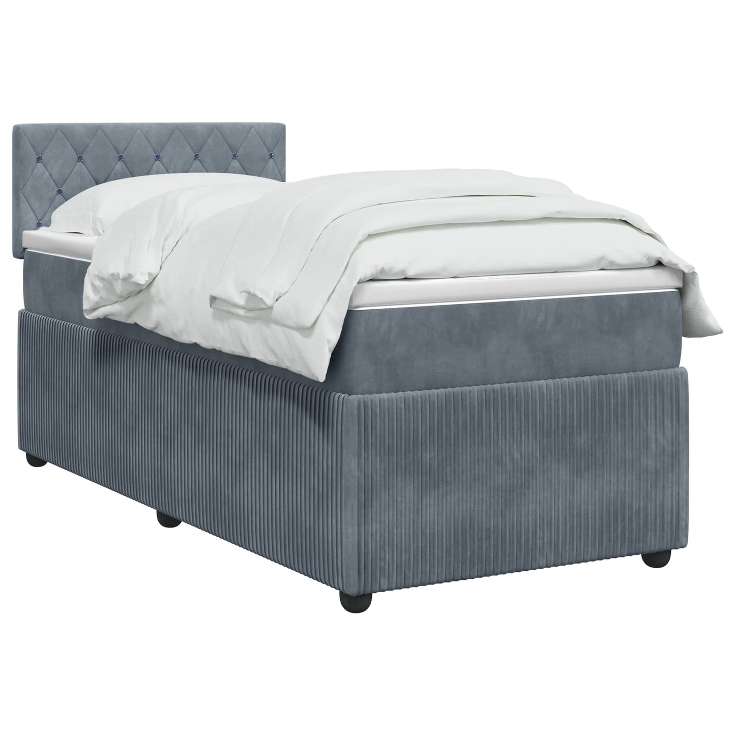 Boxspring ágy matraccal Sötétszürke 80 x 200 cm Bársony
