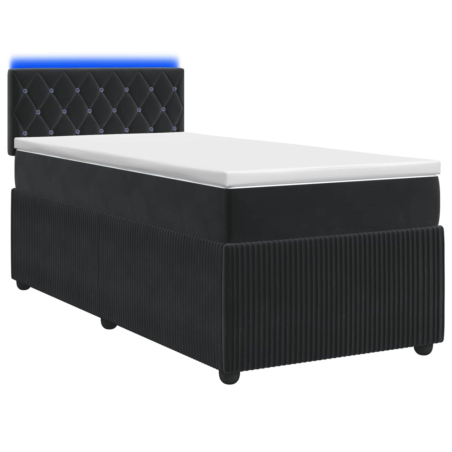 Boxspring ágy matraccal fejtámlával Fekete 80 x 200 cm Bársony