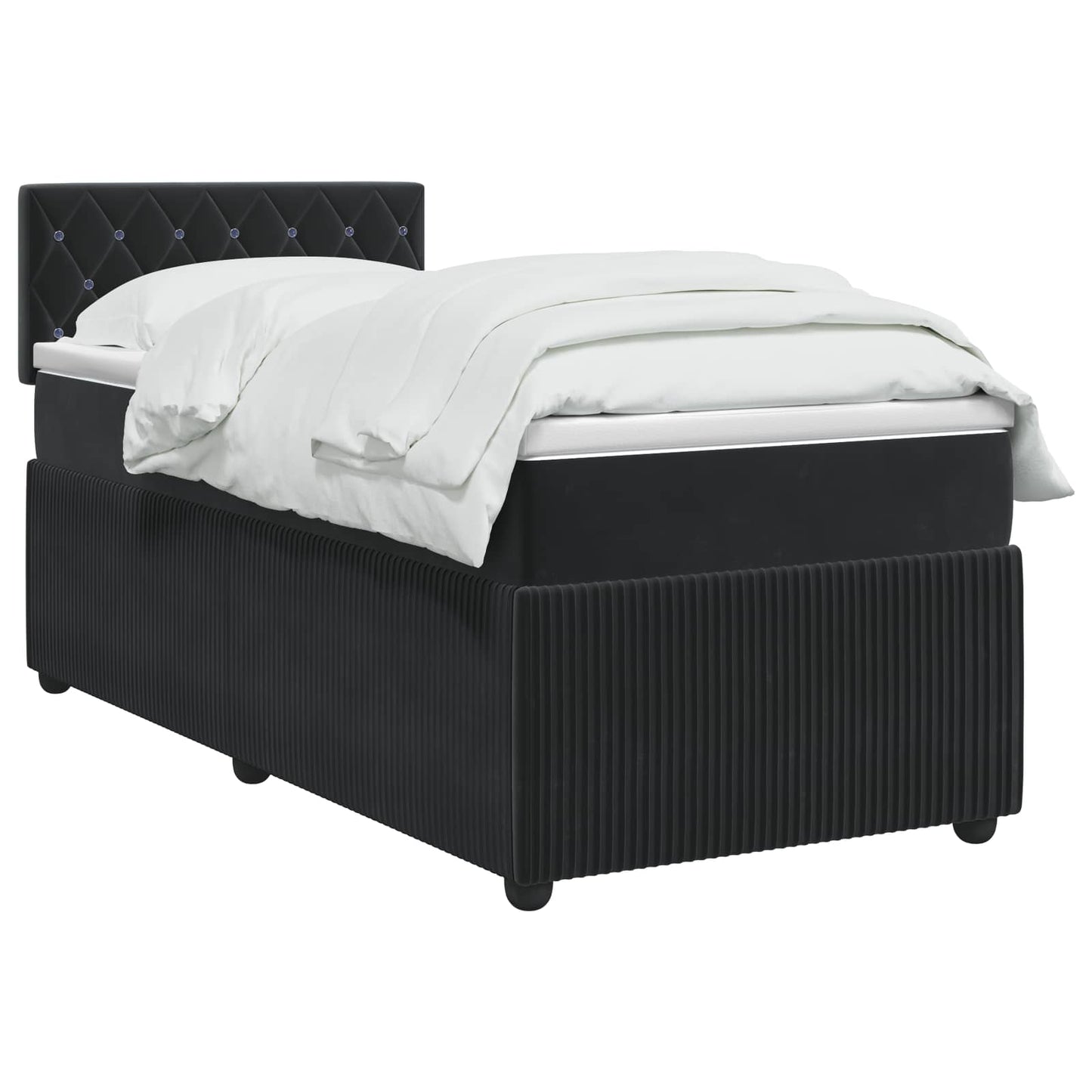 Boxspring ágy matraccal fejtámlával Fekete 80 x 200 cm Bársony