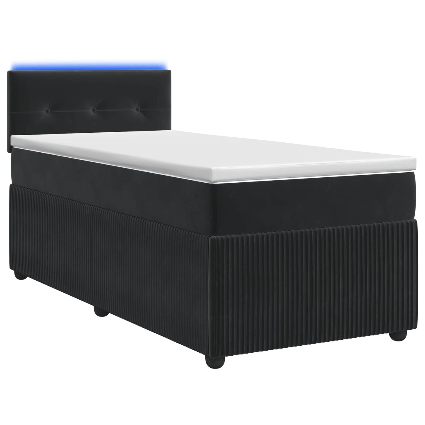 Boxspring ágy matraccal fejtámlával Fekete 80 x 200 cm Bársony