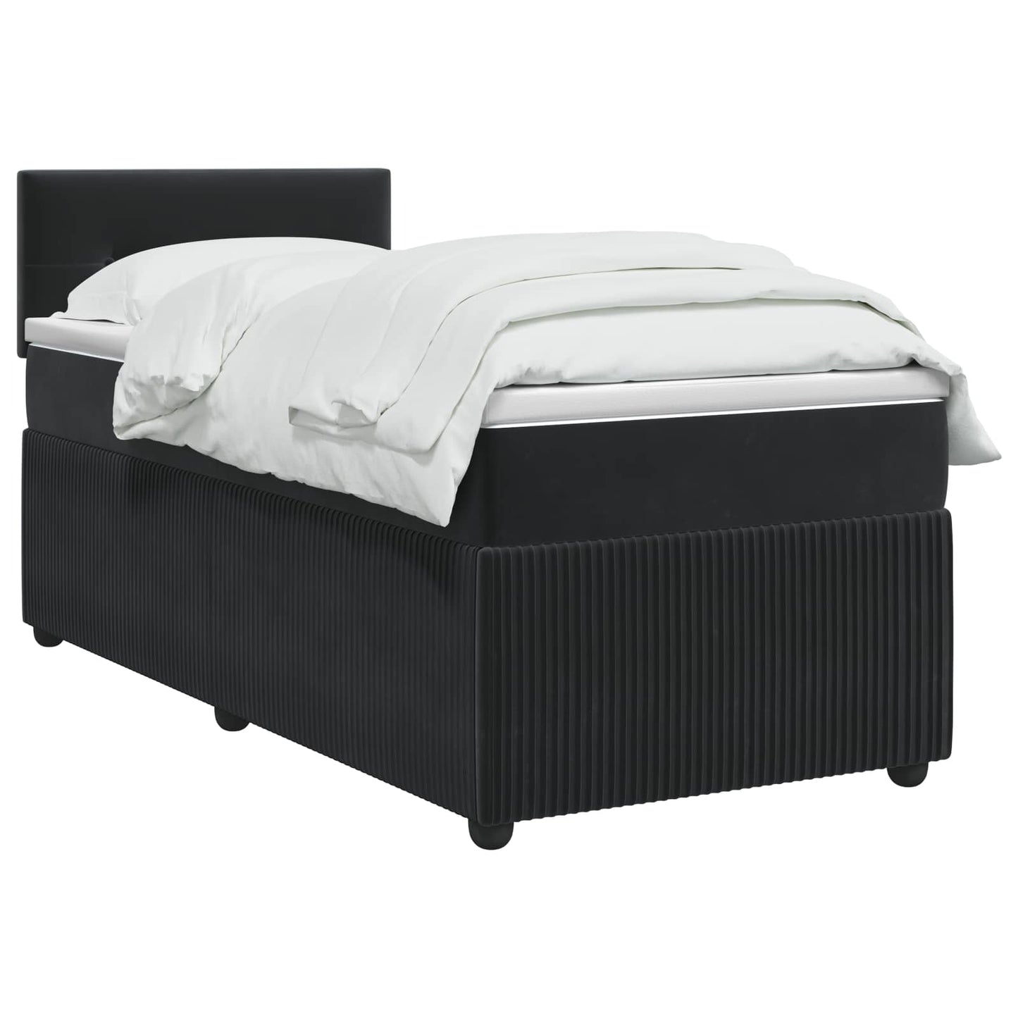 Boxspring ágy matraccal fejtámlával Fekete 80 x 200 cm Bársony