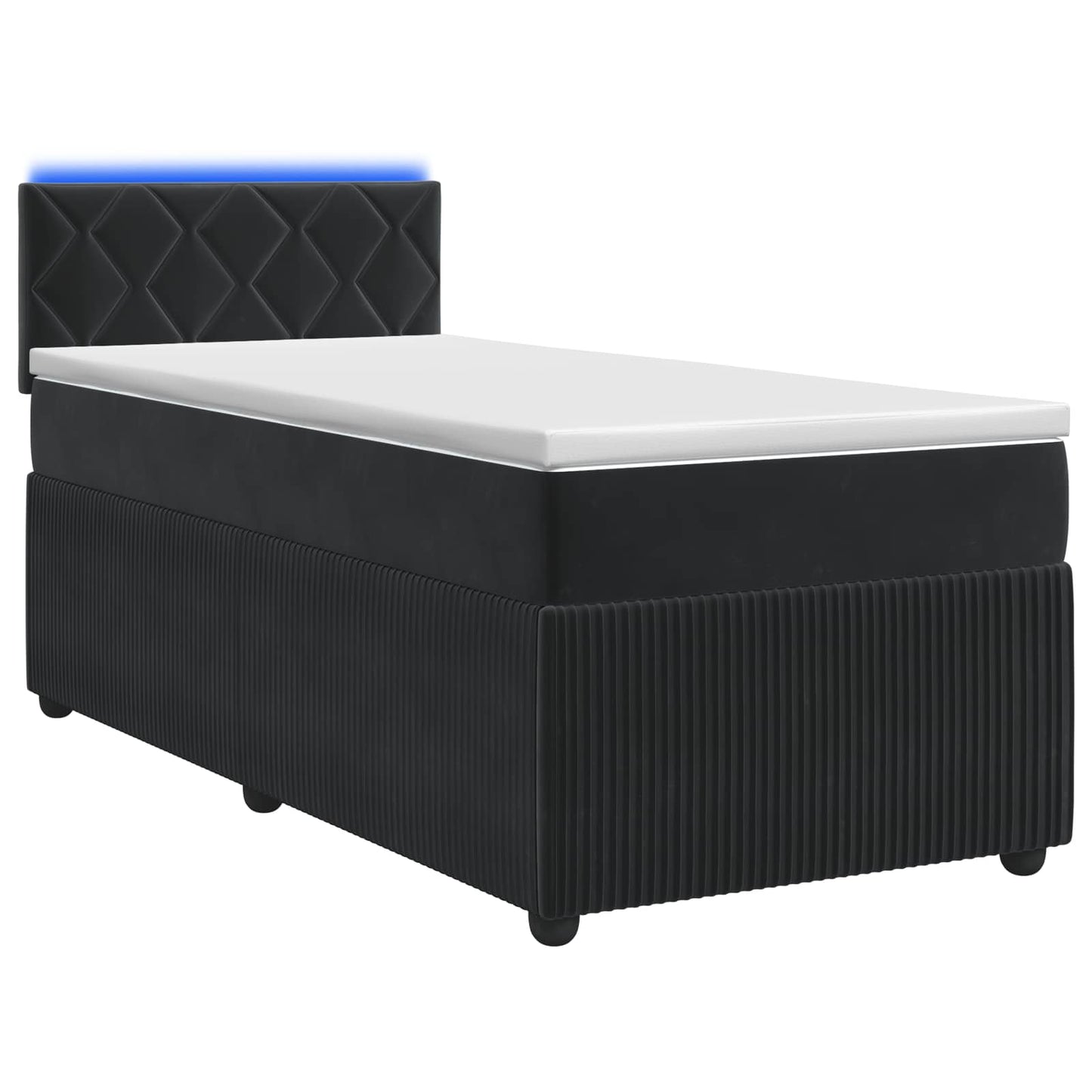 Boxspring ágy matraccal fejtámlával Fekete 80 x 200 cm Bársony