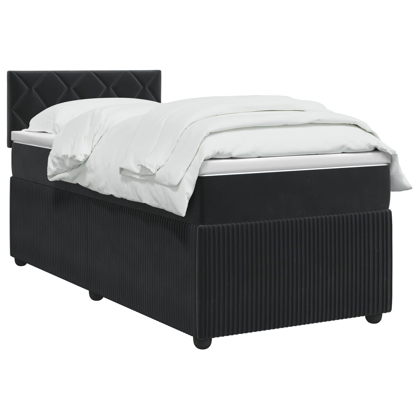Boxspring ágy matraccal fejtámlával Fekete 80 x 200 cm Bársony