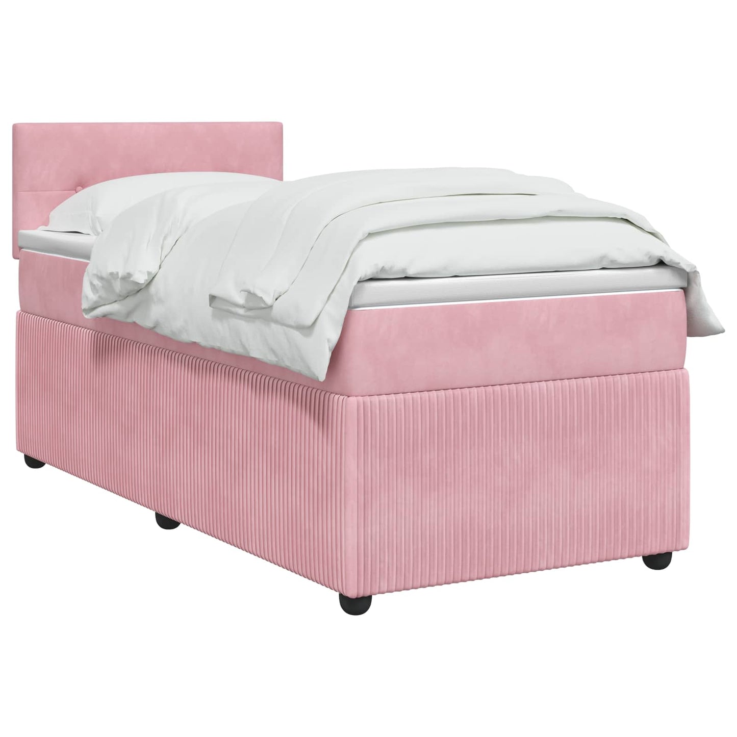 Boxspring ágy matraccal Rózsaszín 90 x 190 cm Bársony