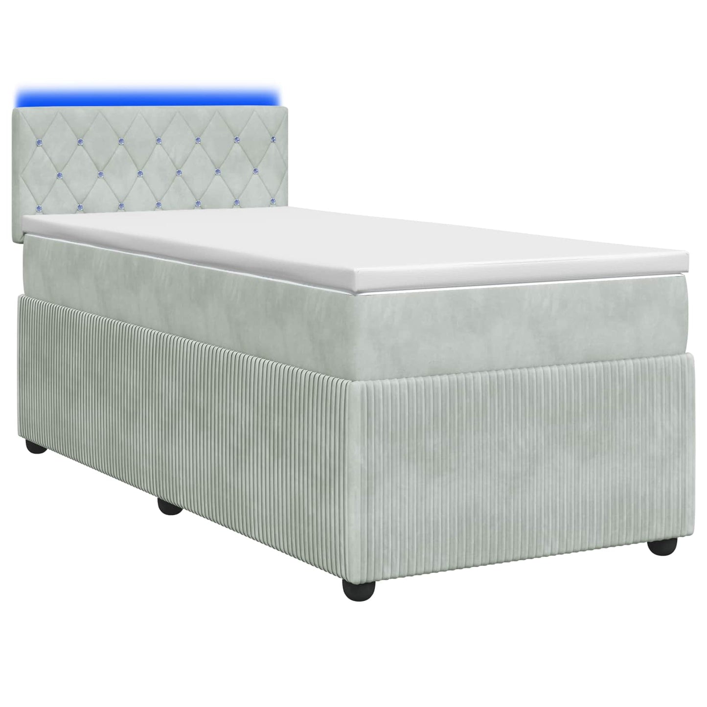 Boxspring ágy matraccal Világosszürke 90 x 200 cm Bársony
