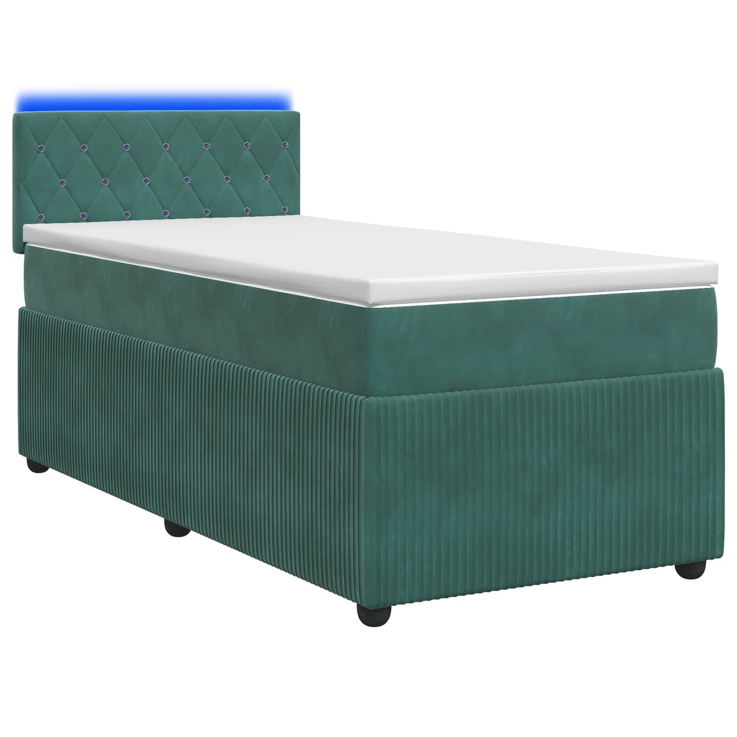 Boxspring ágy matraccal Sötétzöld 90 x 200 cm Bársony