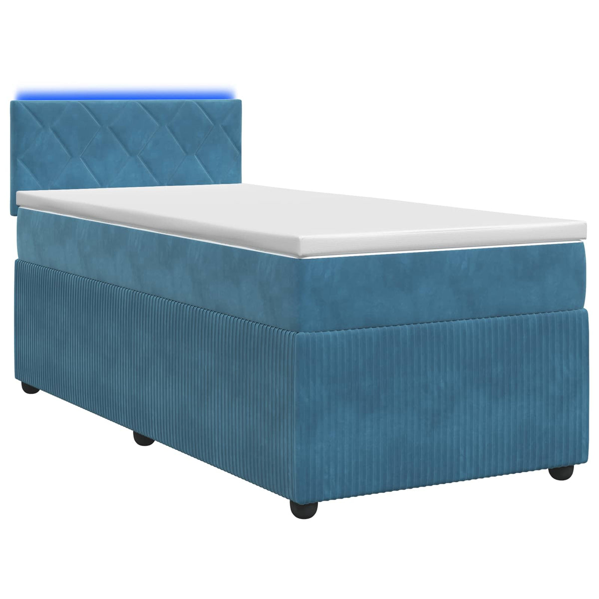 Boxspring ágy matraccal LED szalagokkal Kék 90 x 200 cm Bársony