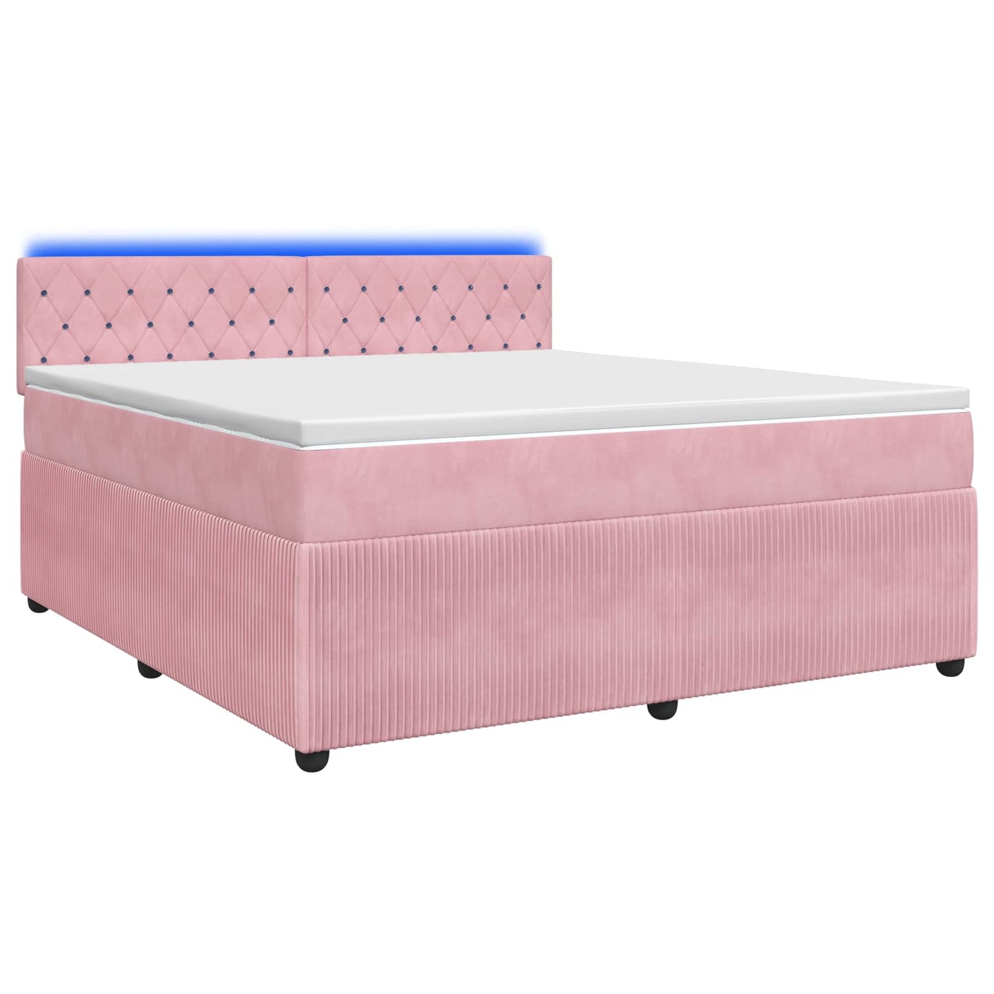 Boxspring ágy matraccal Rózsaszín 140 x 190 cm Bársony
