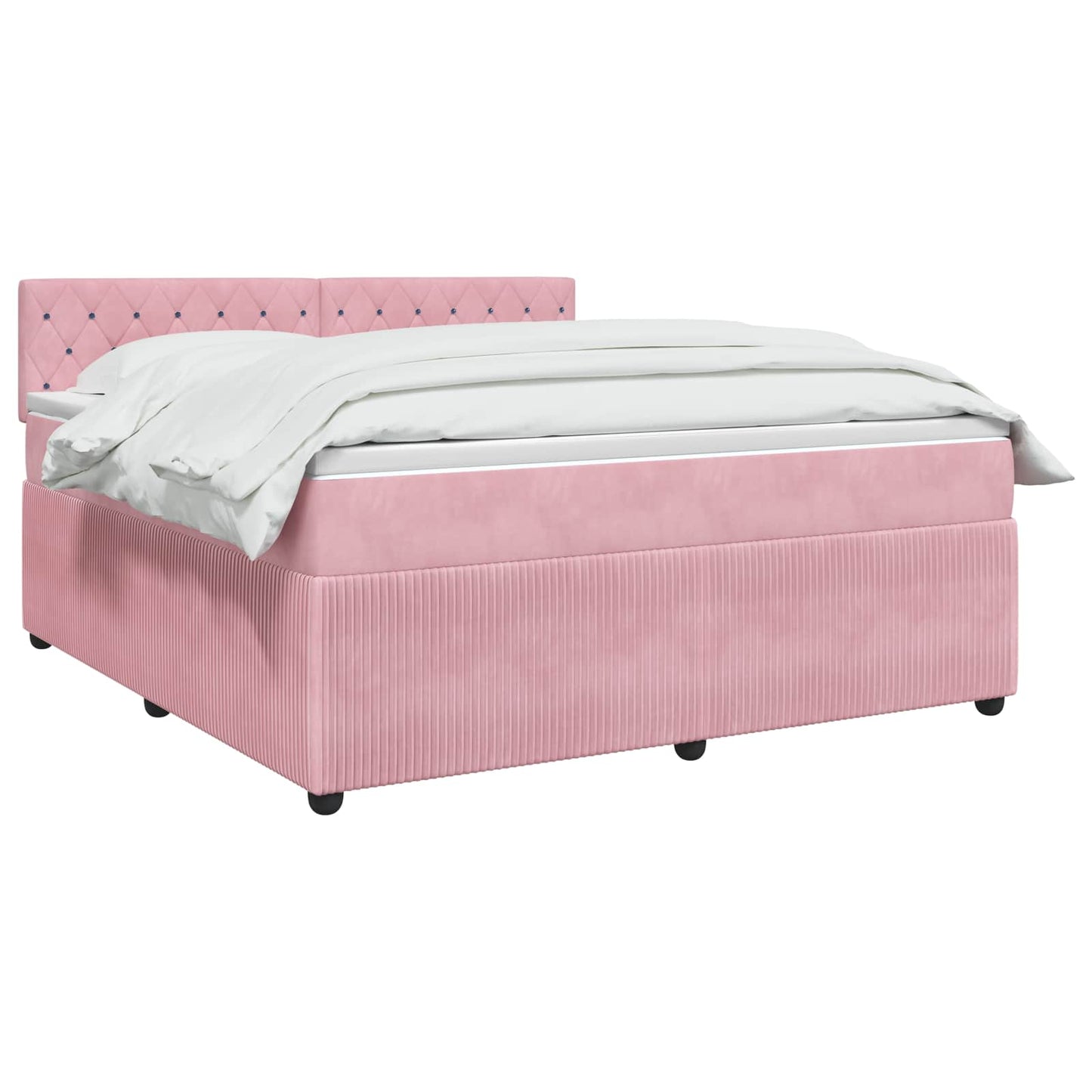 Boxspring ágy matraccal Rózsaszín 140 x 190 cm Bársony