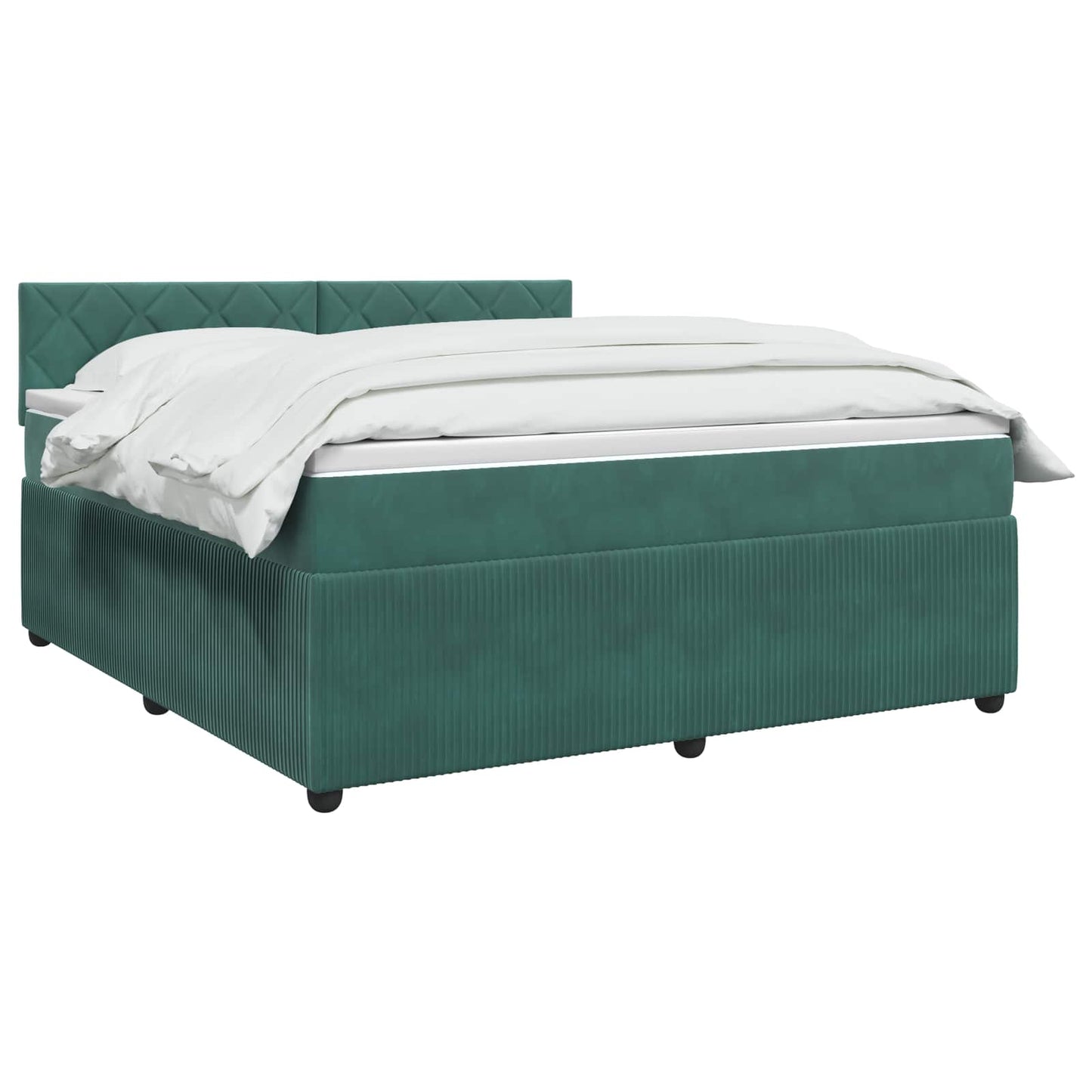 Boxspring ágy matraccal Sötétzöld 140 x 190 cm Bársony