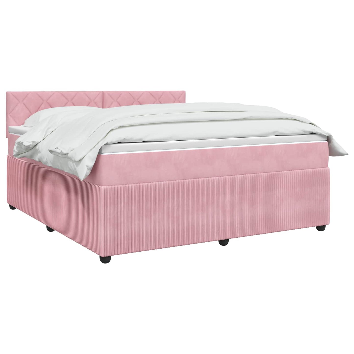 Boxspring ágy matraccal Rózsaszín 140 x 190 cm Bársony