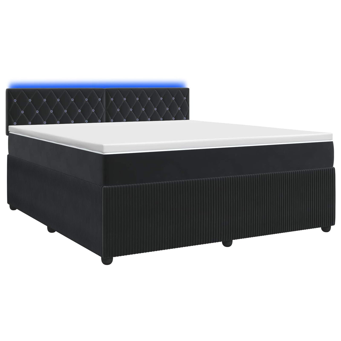 Boxspring ágy matraccal fejtámlával Fekete 140 x 200 cm Bársony