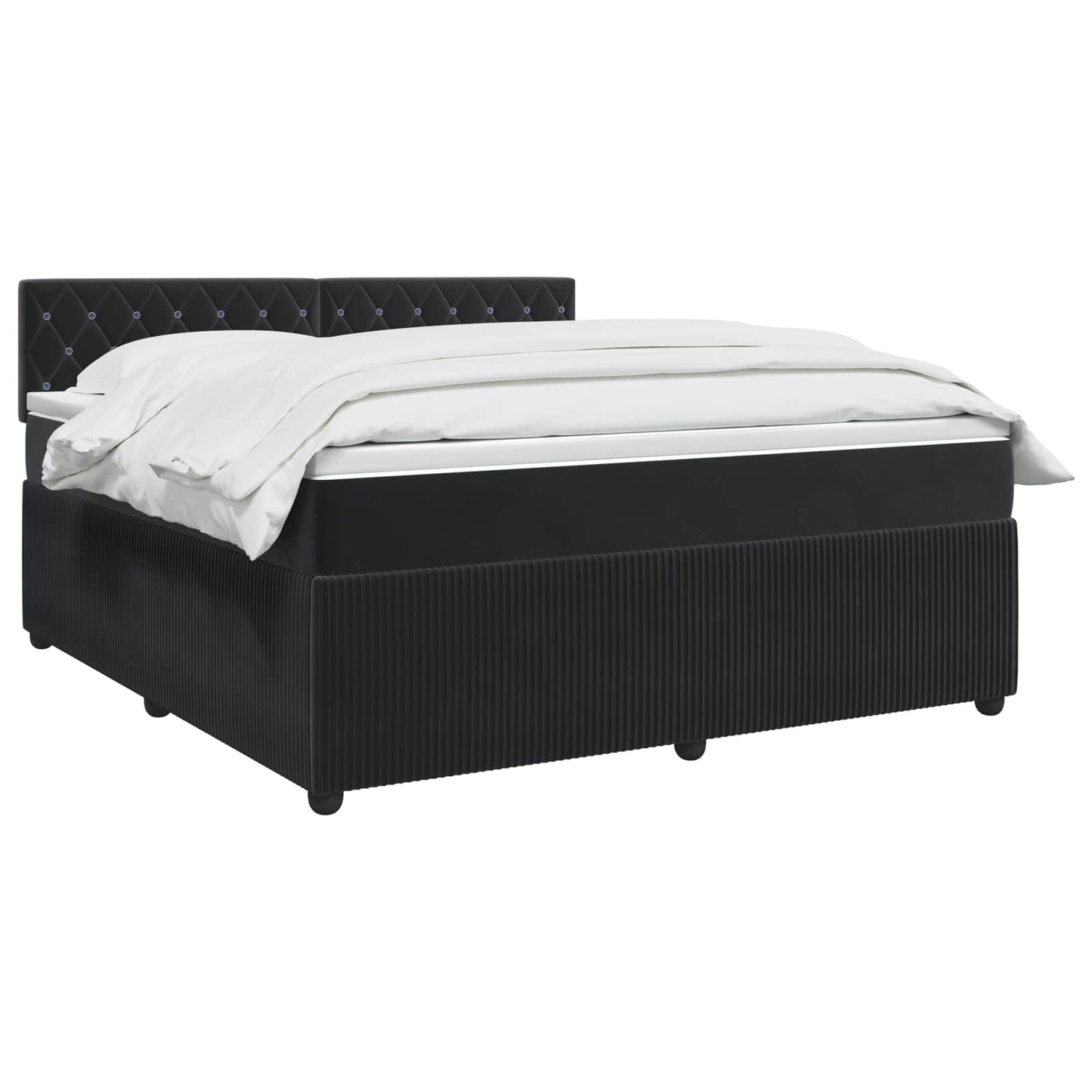 Boxspring ágy matraccal fejtámlával Fekete 140 x 200 cm Bársony