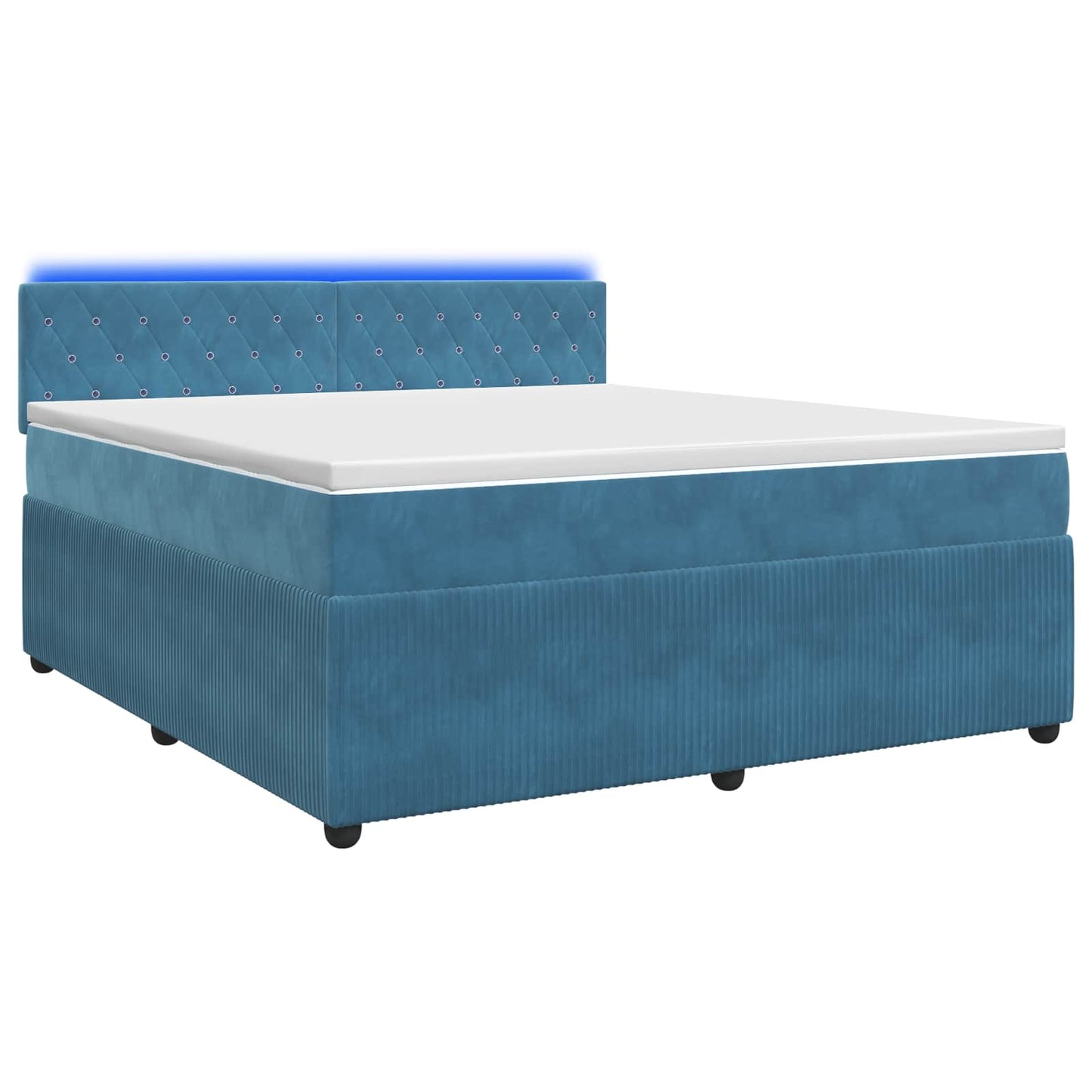 Boxspring ágy matraccal fejtámlával Kék 140 x 200 cm Bársony