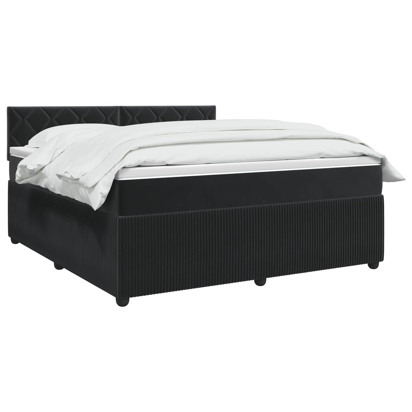 Boxspring ágy matraccal fejtámlával Fekete 140 x 200 cm Bársony