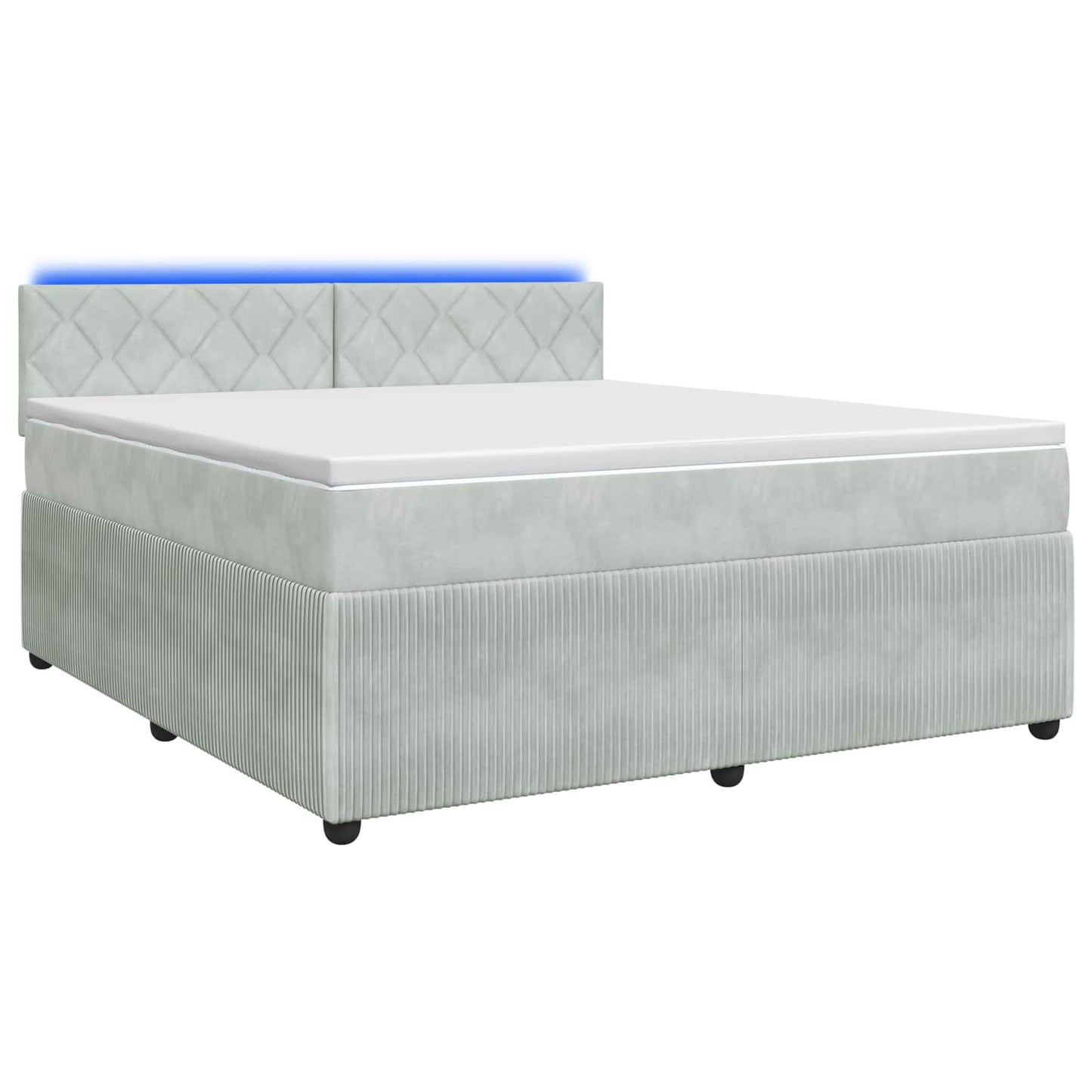 Boxspring ágy matraccal Világosszürke 180 x 200 cm Bársony