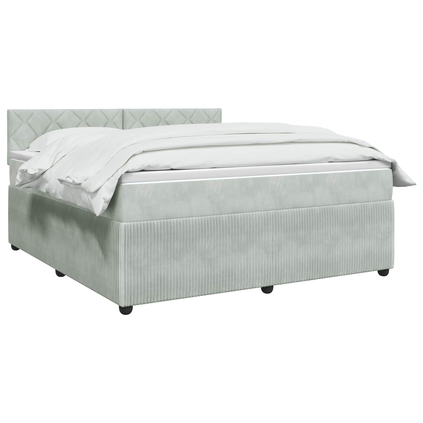 Boxspring ágy matraccal Világosszürke 180 x 200 cm Bársony