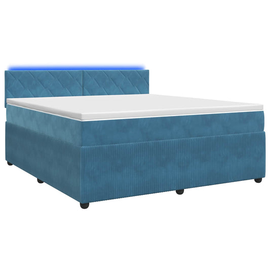 Boxspring ágy matraccal fejtámlával Kék 180 x 200 cm Bársony