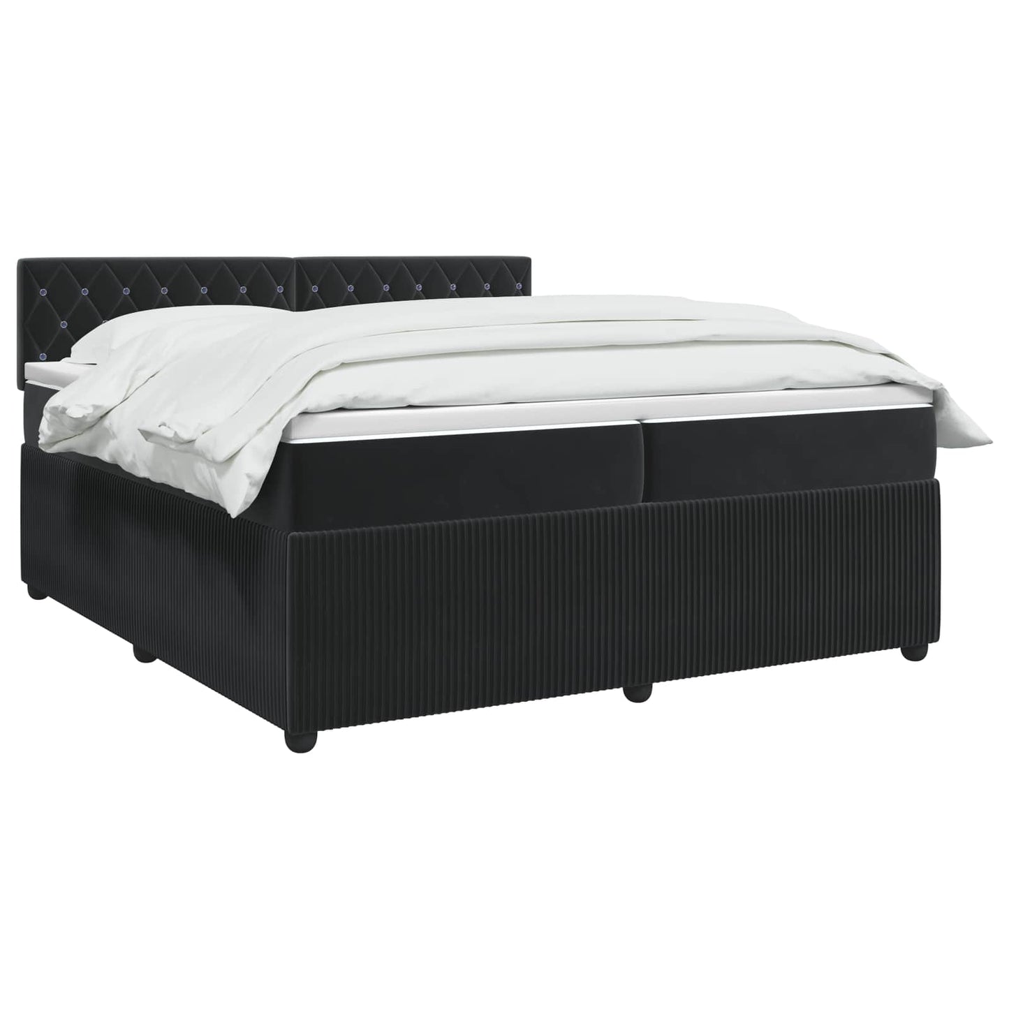 Boxspring ágy matraccal fejtámlával Fekete 200 x 200 cm Bársony
