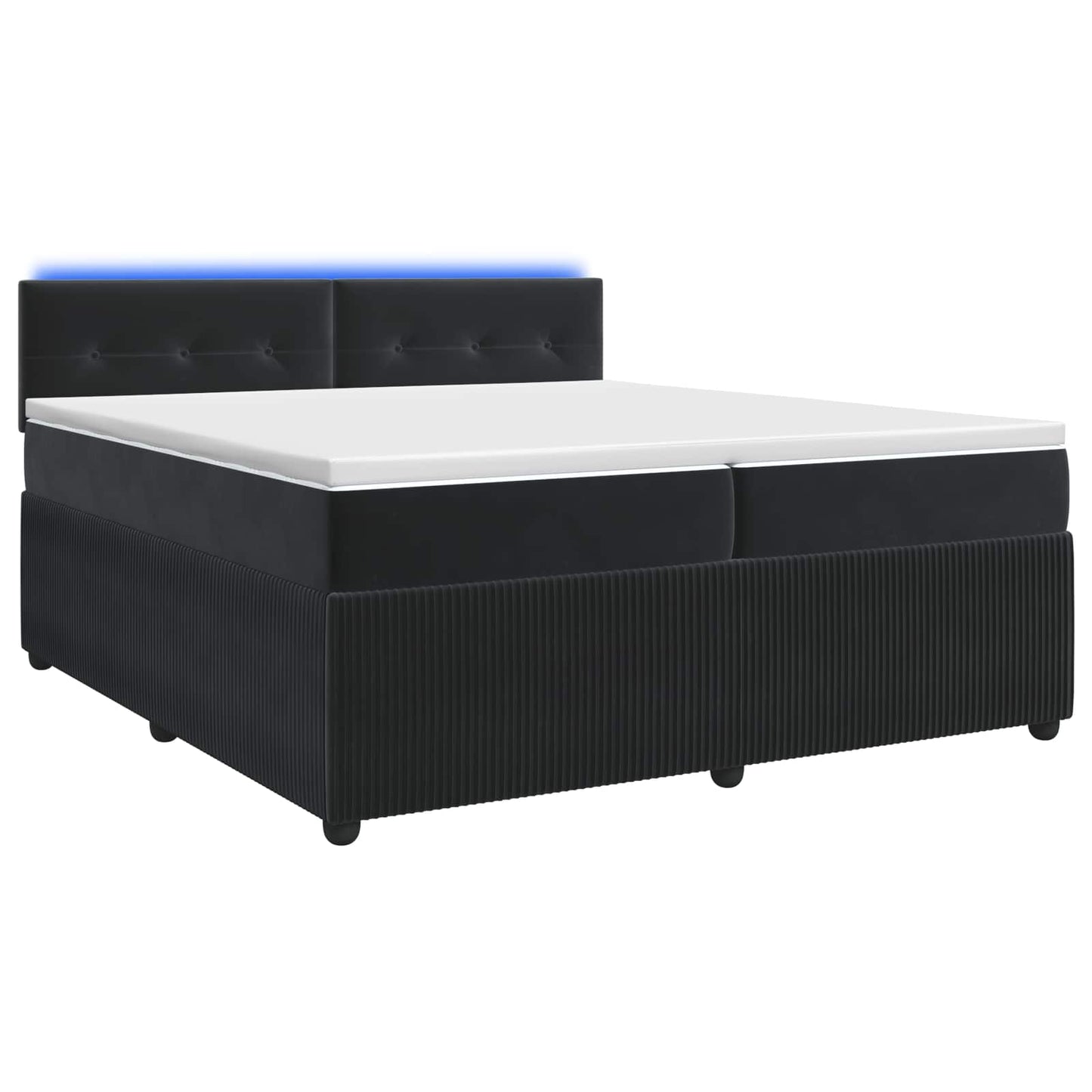 Boxspring ágy matraccal fejtámlával Fekete 200 x 200 cm Bársony
