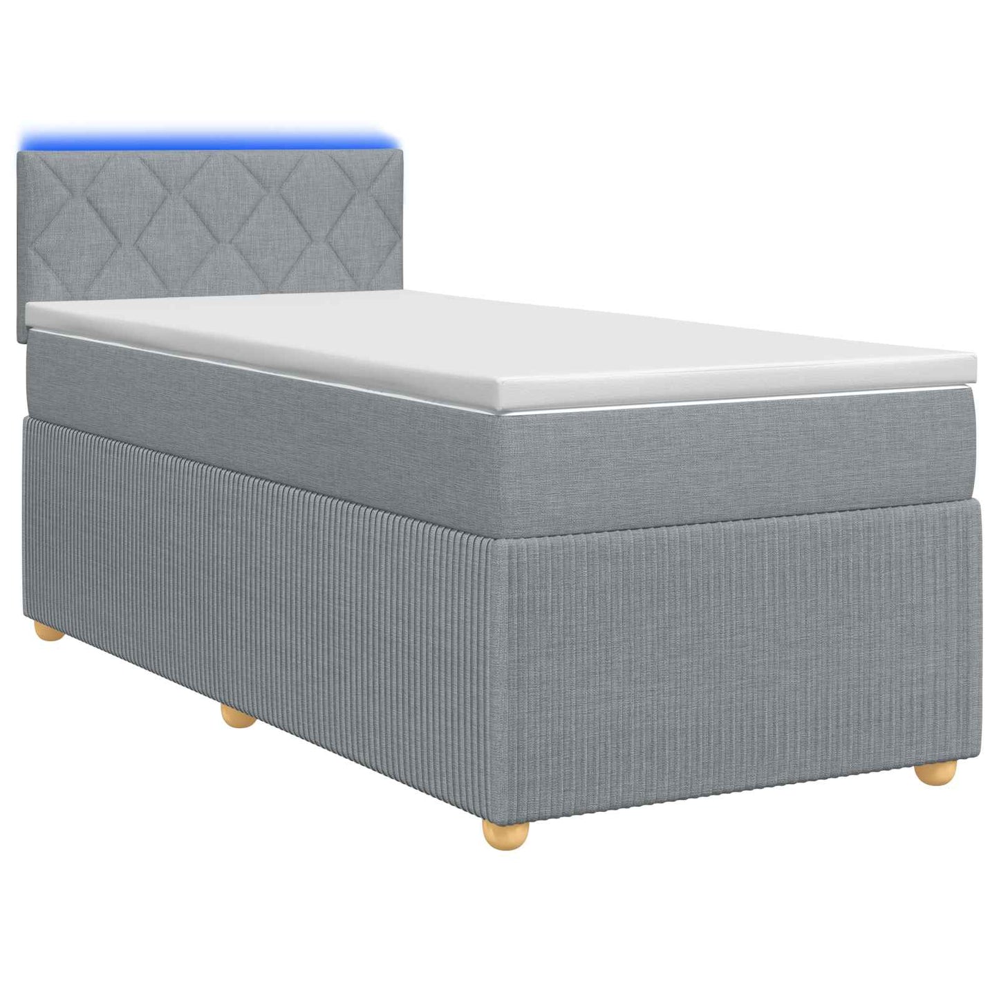 Boxspring ágy matraccal és LED-del Világosszürke 90 x 190 cm