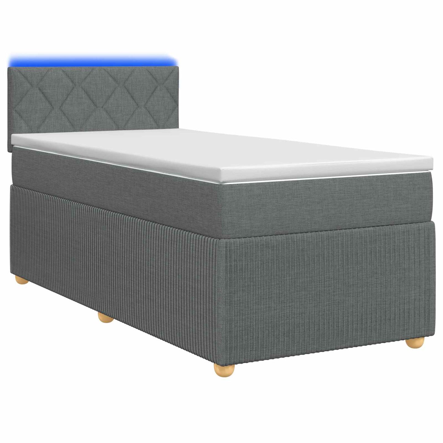 Boxspring ágy matraccal és LED-del Sötétszürke 90 x 190 cm