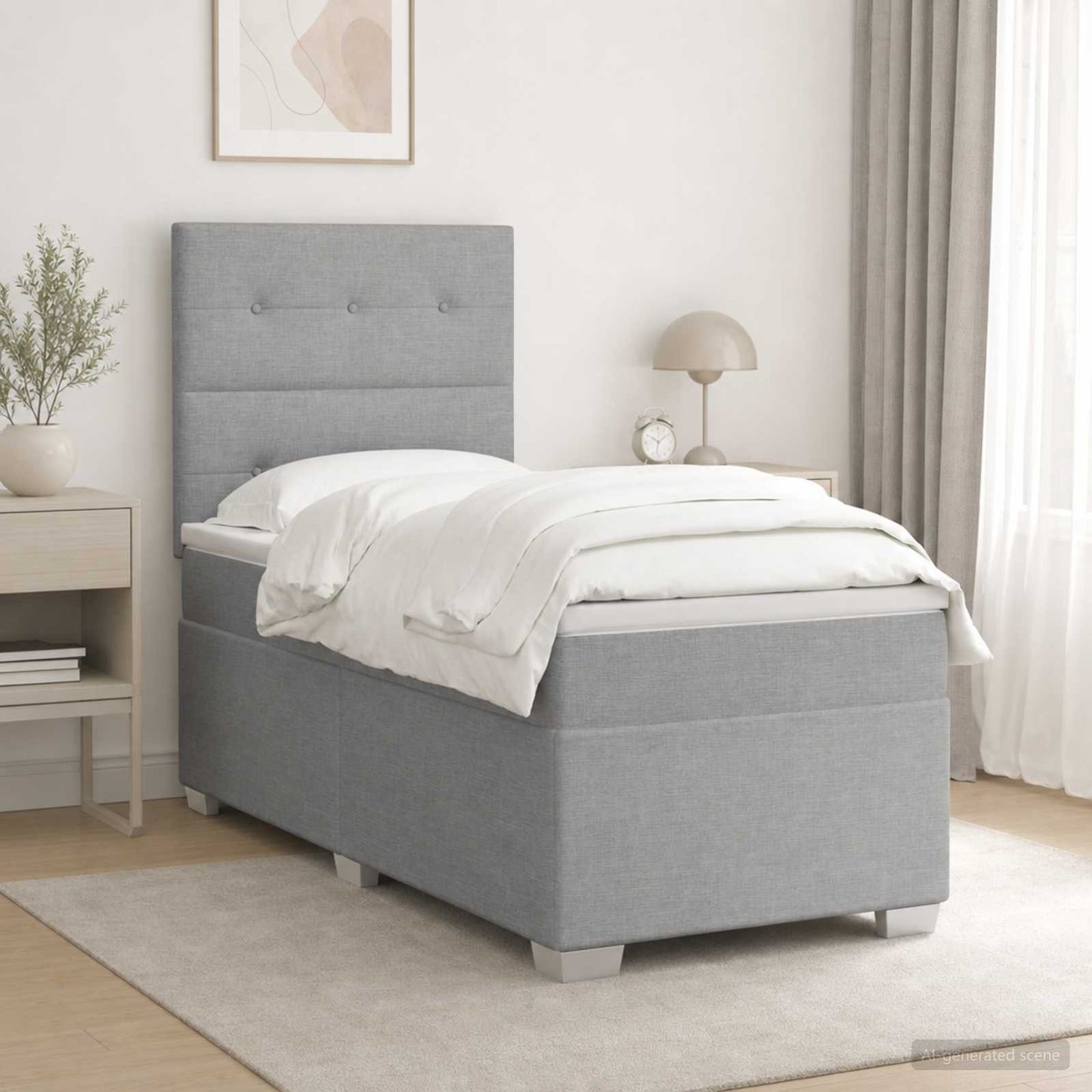 Boxspring ágy matraccal Világosszürke Egyszemélyes Szövet