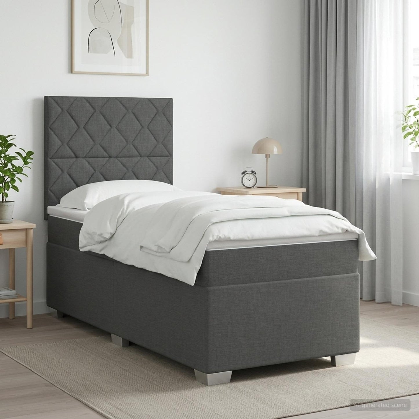 Boxspring ágy matraccal Sötétszürke 80 x 200 cm Szövet