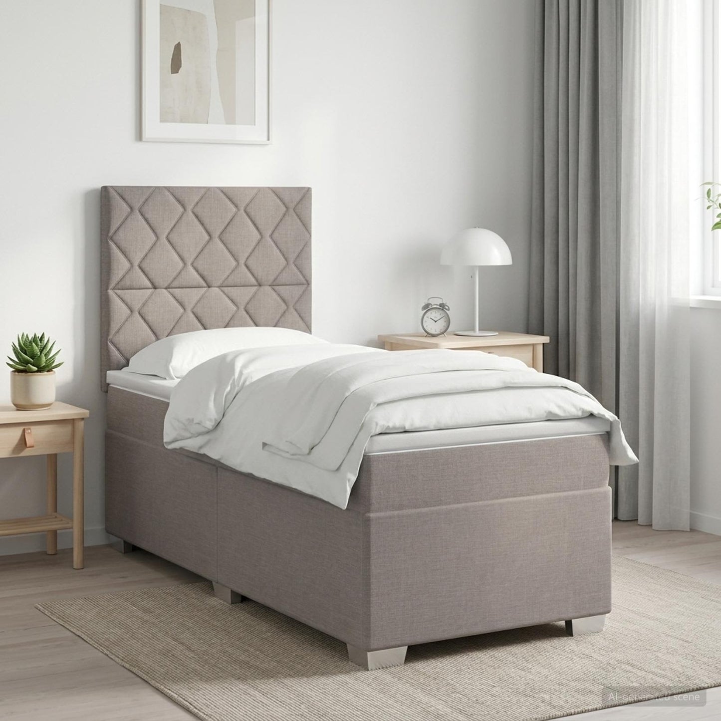 Boxspring ágy matraccal fejtámlával Tópszínű 80 x 200 cm Szövet