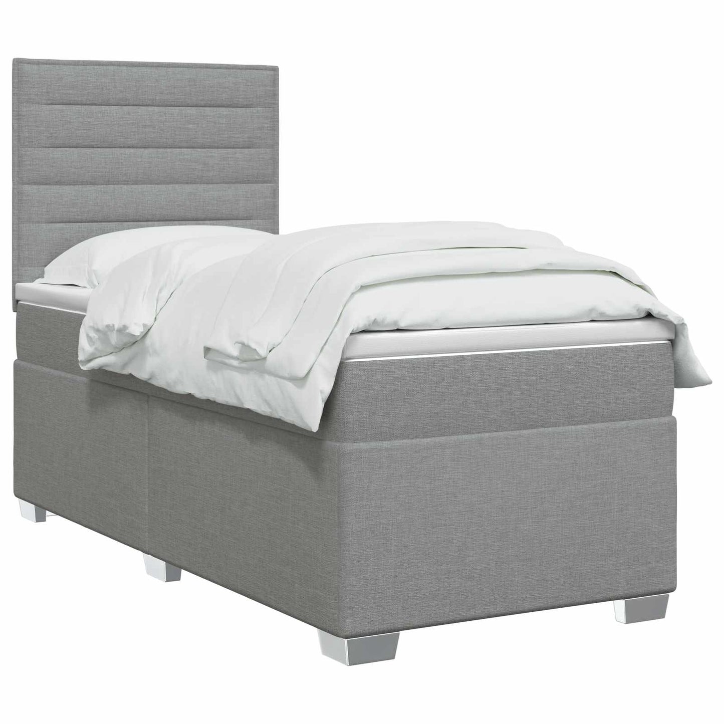 Boxspring ágy matraccal Világosszürke 100 x 200 cm Szövet