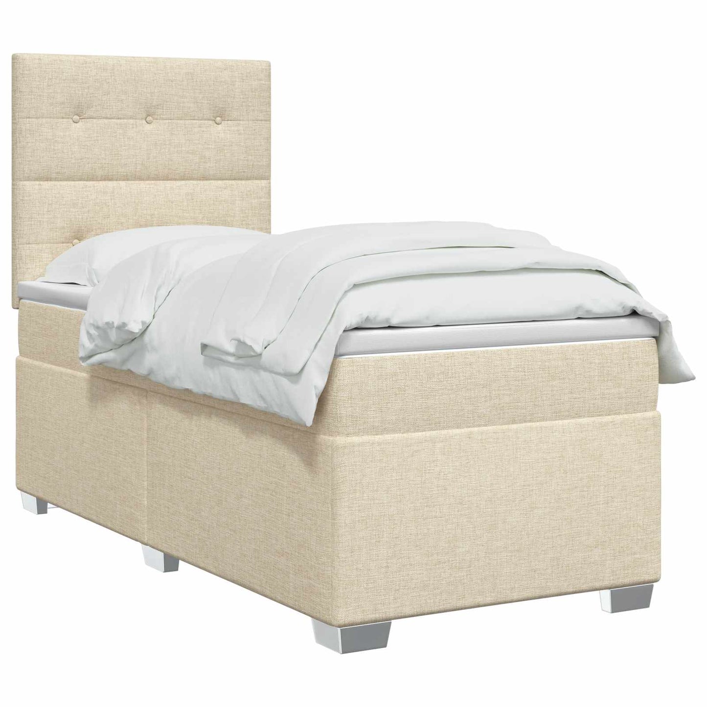Boxspring ágy matraccal Krémszínű 100 x 200 cm Szövet