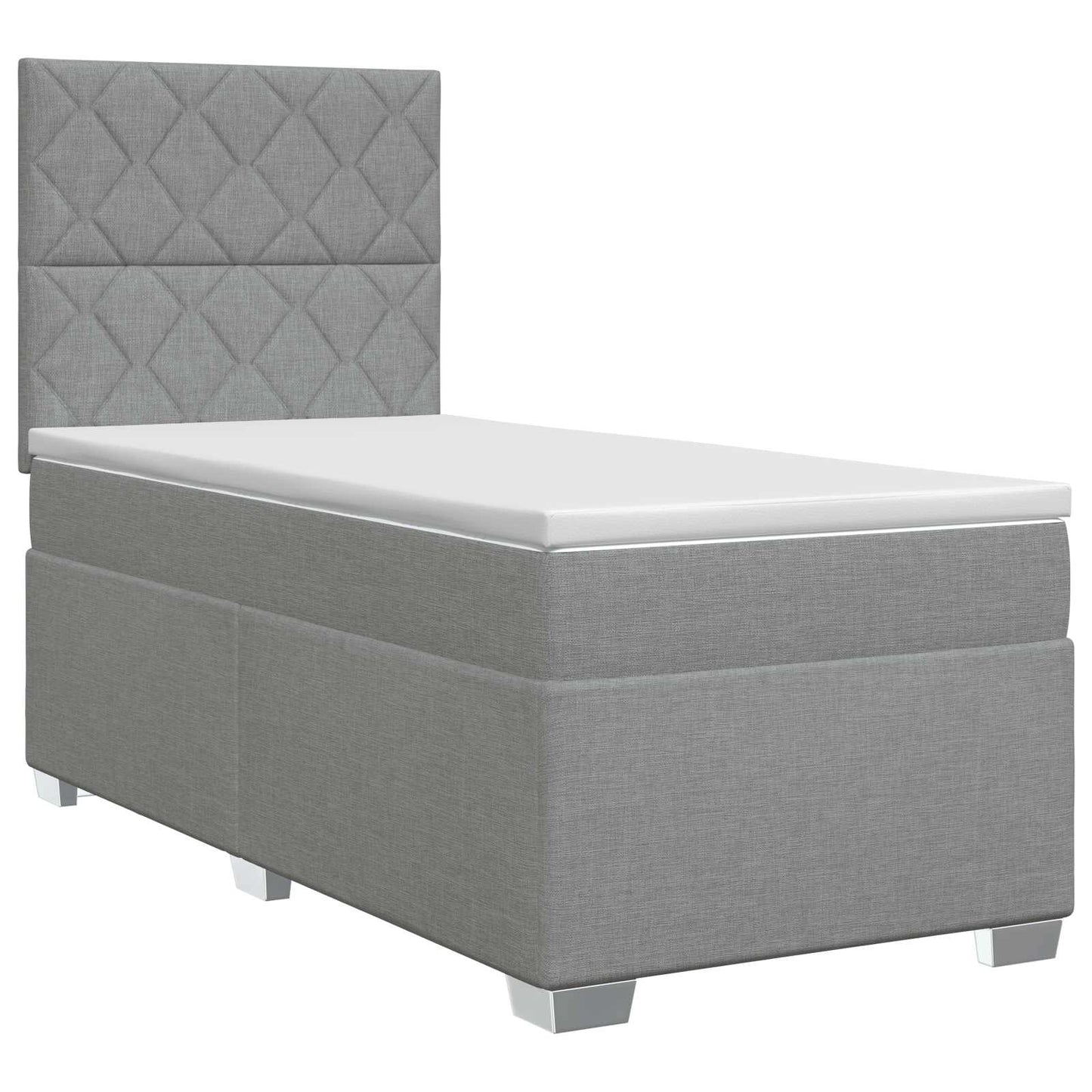 Boxspring ágy matraccal Világosszürke 100 x 200 cm Szövet