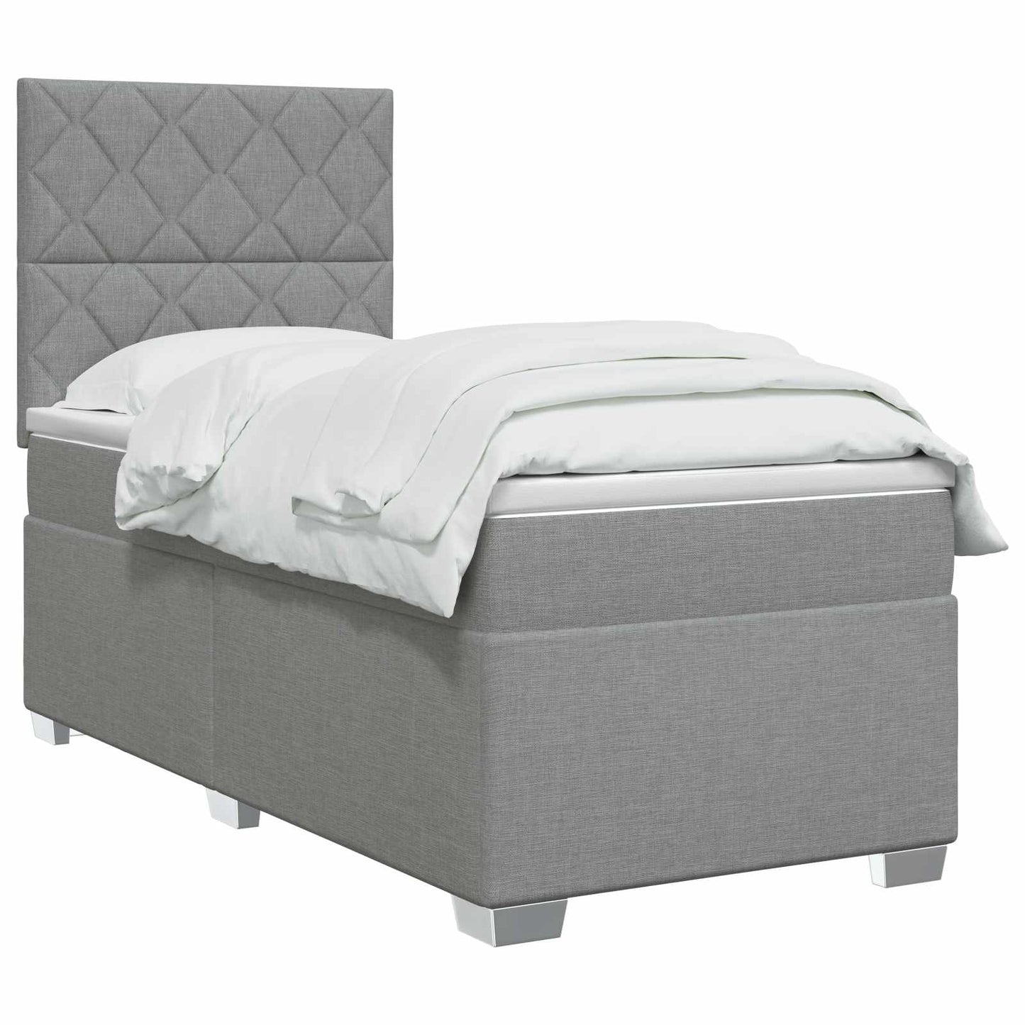 Boxspring ágy matraccal Világosszürke 100 x 200 cm Szövet