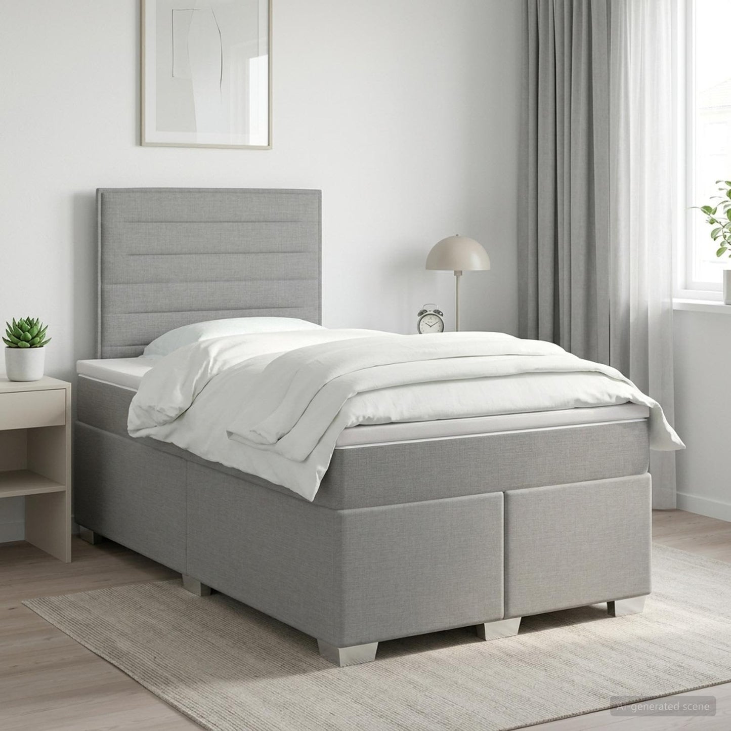 Boxspring ágy matraccal Világosszürke 120 x 190 cm Szövet