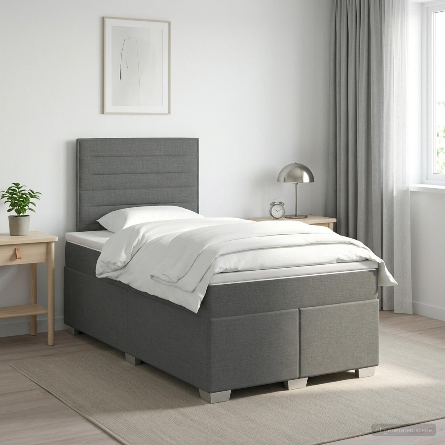 Boxspring ágy matraccal Sötétszürke 120 x 190 cm Szövet