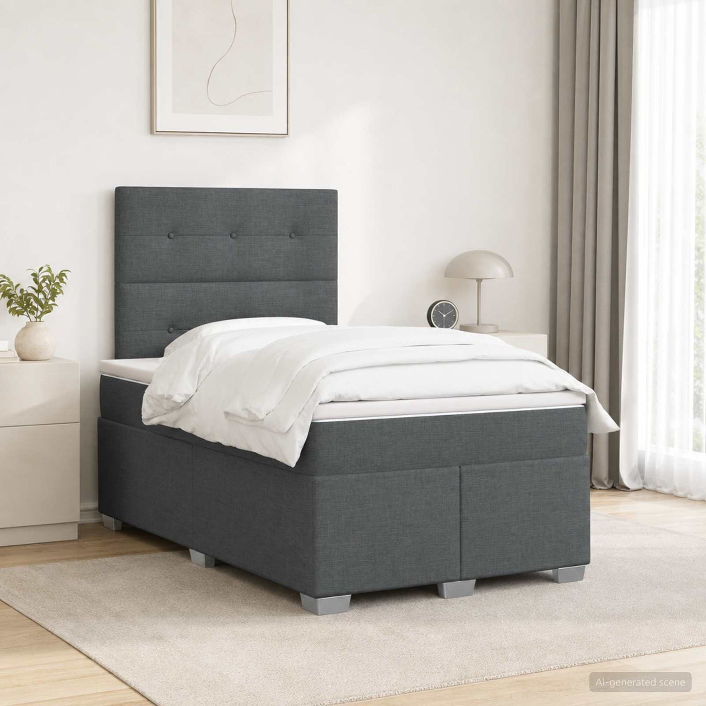 Boxspring ágy matraccal Sötétszürke 120 x 190 cm Szövet