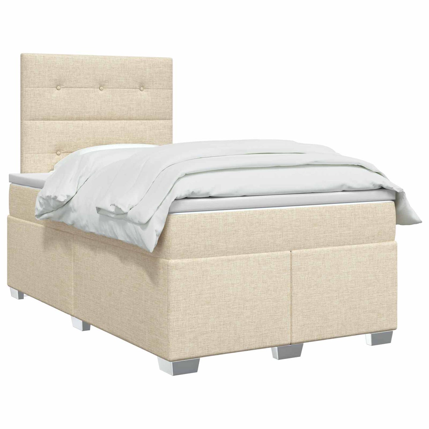 Boxspring ágy matraccal Krémszínű 120 x 190 cm Szövet