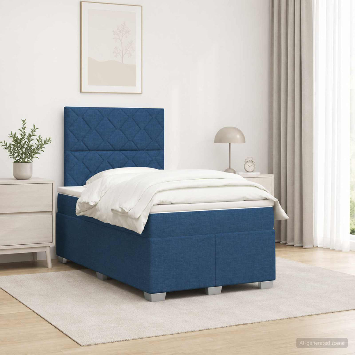 Boxspring ágy matraccal Kék 120 x 200 cm Szövet